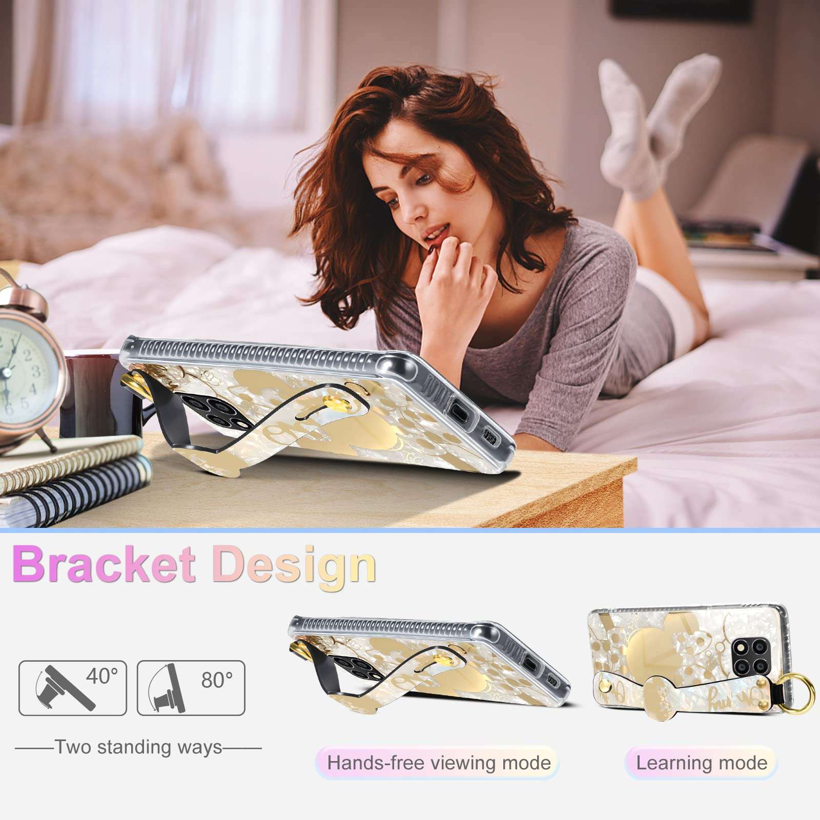 Trendy Fun Black Mini for Motorola Moto G Power 2021 Case with Wrist Strap for Girls Women Girly Cute Cartoon Character Wristband Lanyard Funny Cool Kawaii Phone Cases Cover for Moto G Power 2021 5