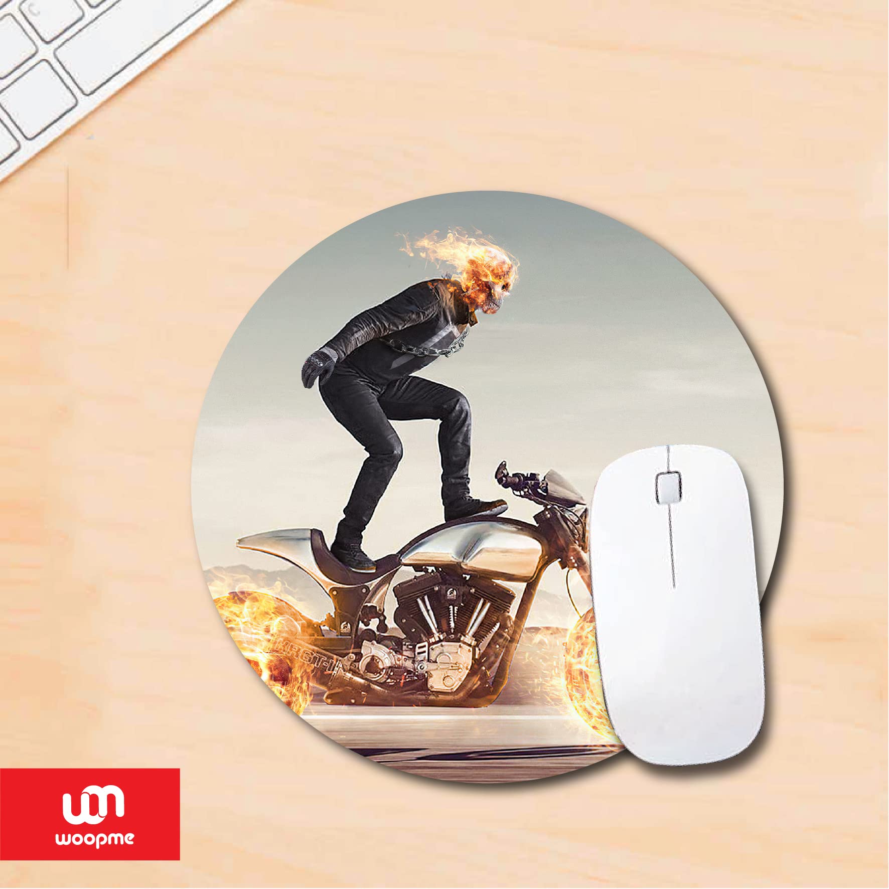 Woopme® Superhero Ghost Rider Mouse Pad Compatible for PC/Laptop/Desktop/Computer Non Slip Rubber Base Mouse Pads Smooth Gaming Multicolored L x H 20 x 20 CMS 3