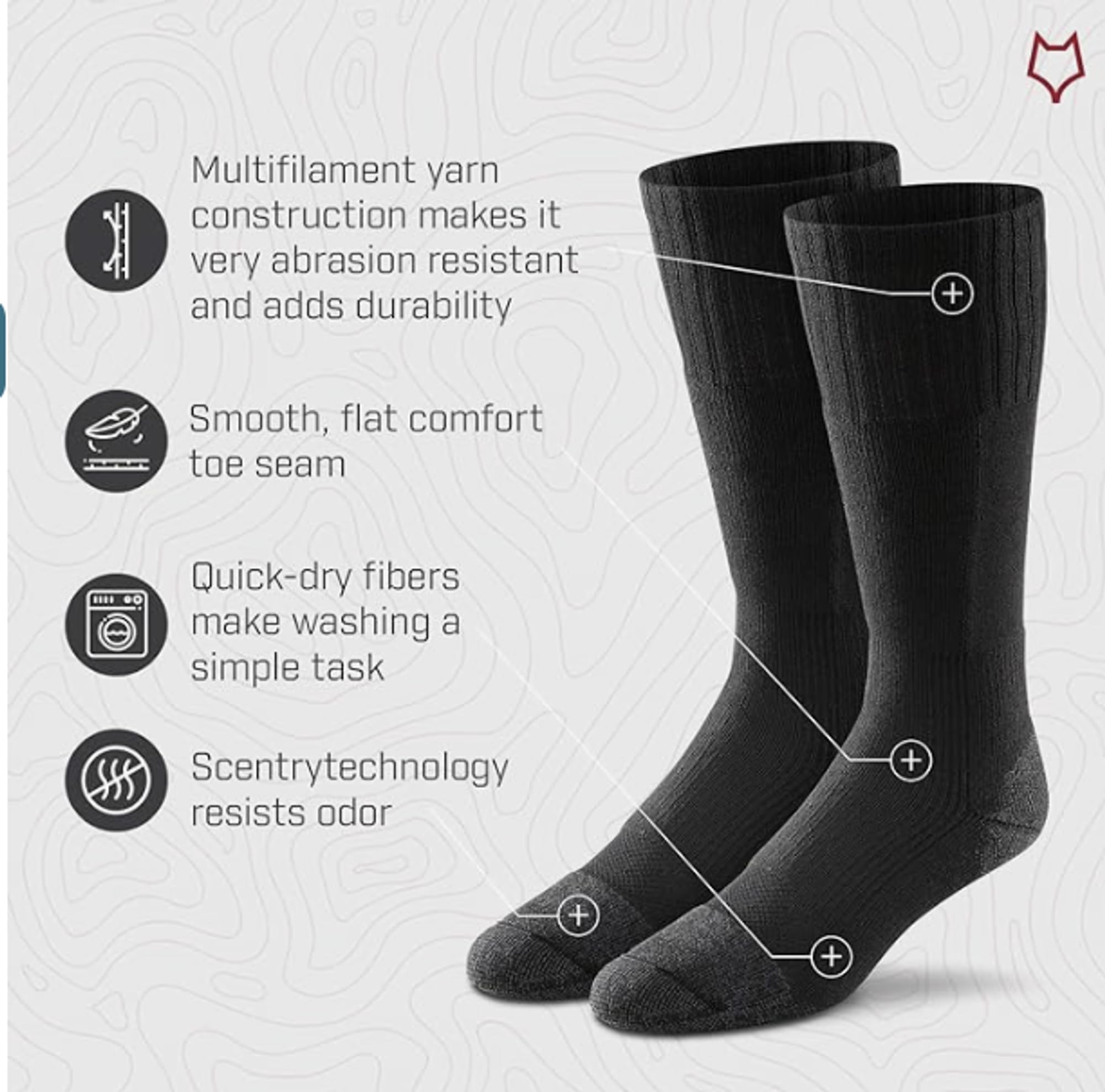 FoxRiver Mens Wick Dry Maximum Medium-weight Military Mid-calf Hiking-socks, Black, X-Large US 4