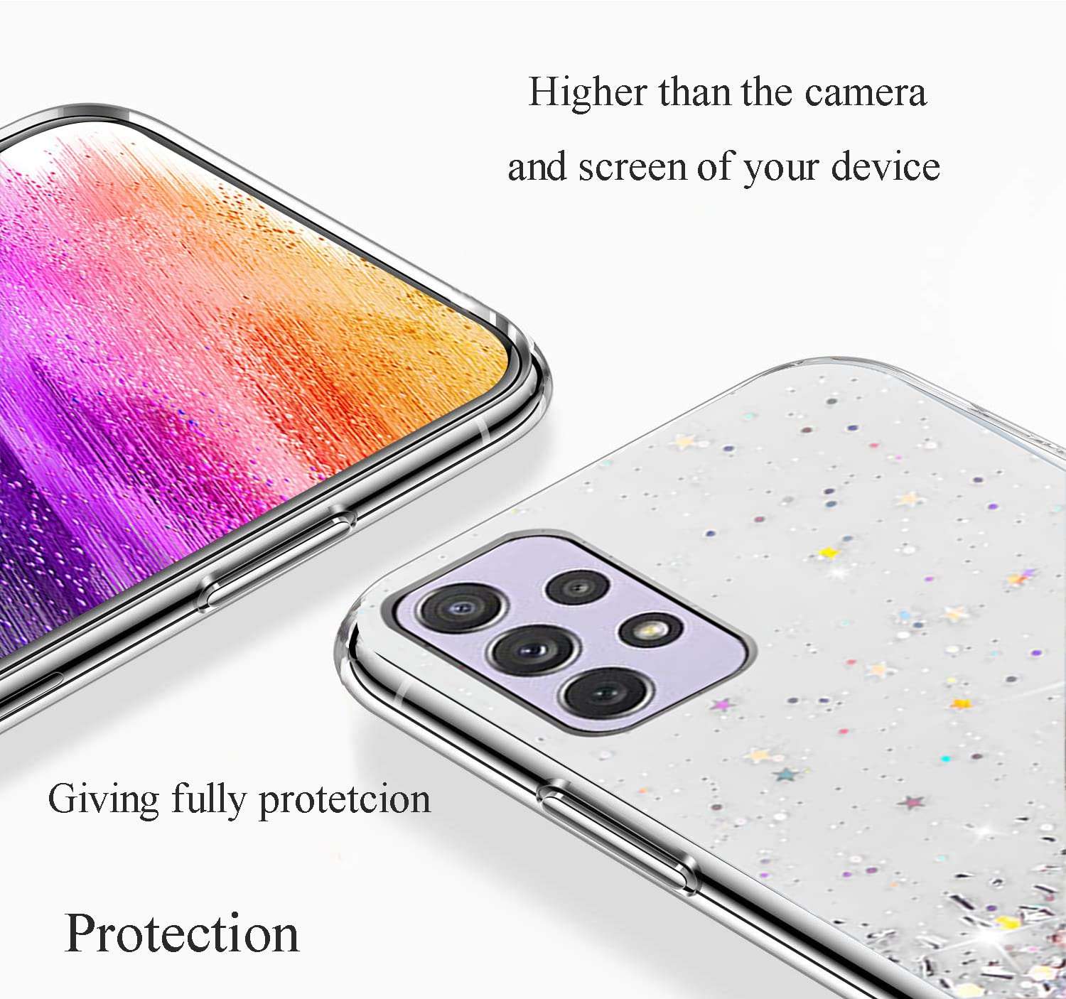 Phone Case for Samsung A13 Case Glitter Black, Samsung Galaxy A13 Case Clear Silicone Anti-Scratch Bling Bling Cover (Samsung A13 4g, Clear) 5