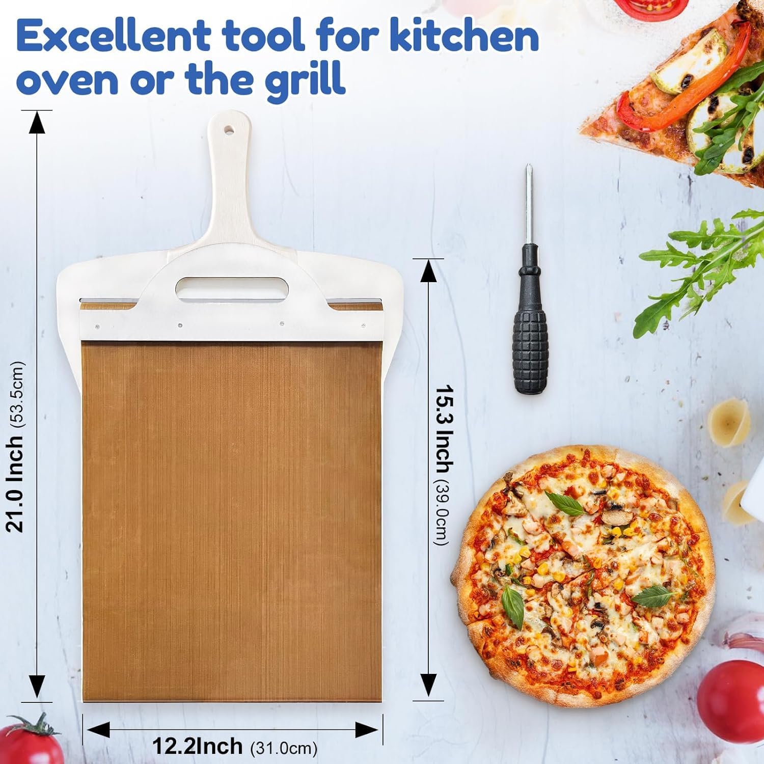 Xenon Venture Sliding Pizza Peel tray with Wood Handle for Ovens,Easy Transfer Sliding Pizza Shovel Spatula Paddle(1pcs/multi-color) 3