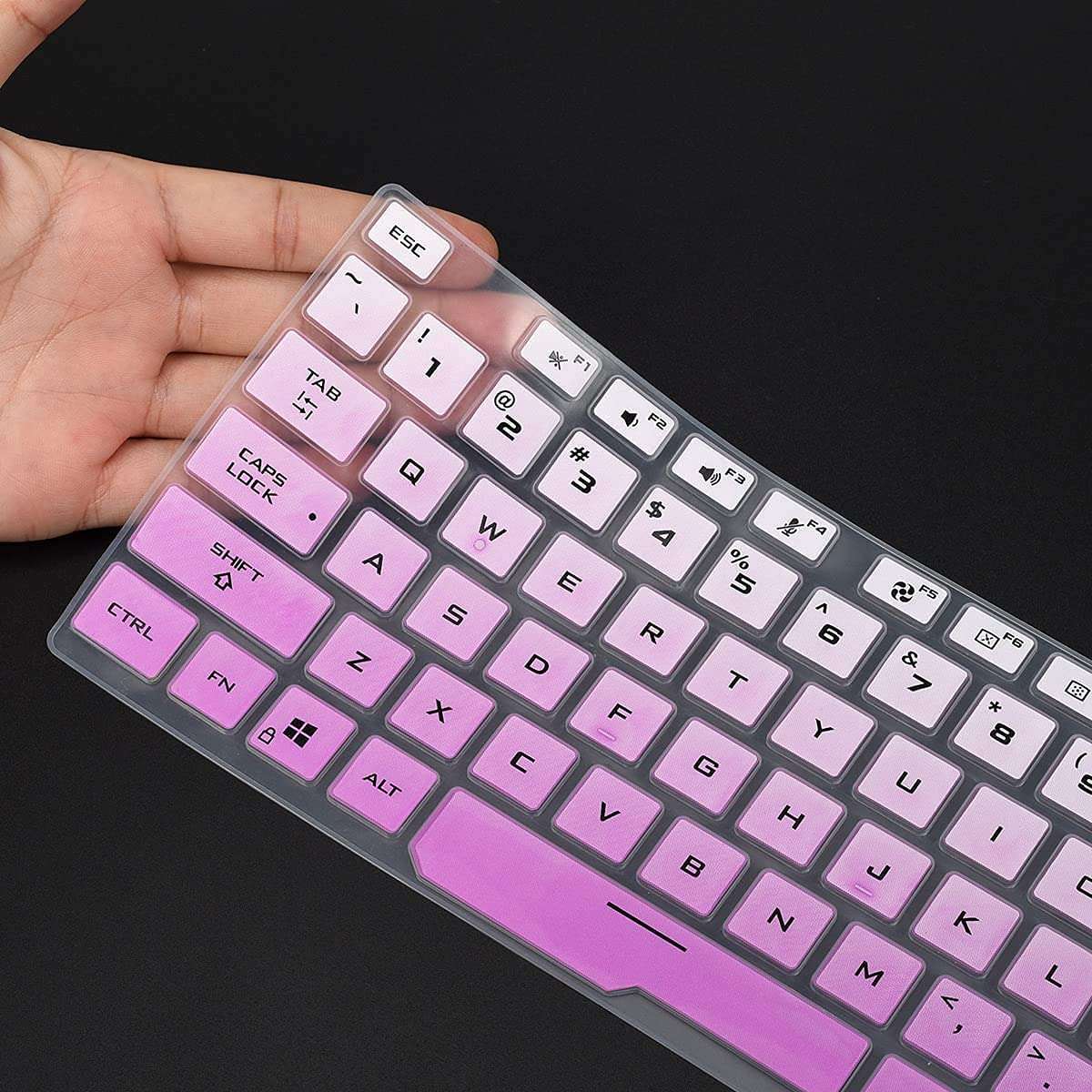 Justec Keyboard Cover Fit with ASUS TUF Gaming A15 TUF506 TUF506IV TUF506IU FA506 FA506IH FA506II, TUF Gaming F17 FX706 FX706LI, TUF Gaming A17 TUF706 TUF706IU TUF706IH Series - Gradient Purple 2