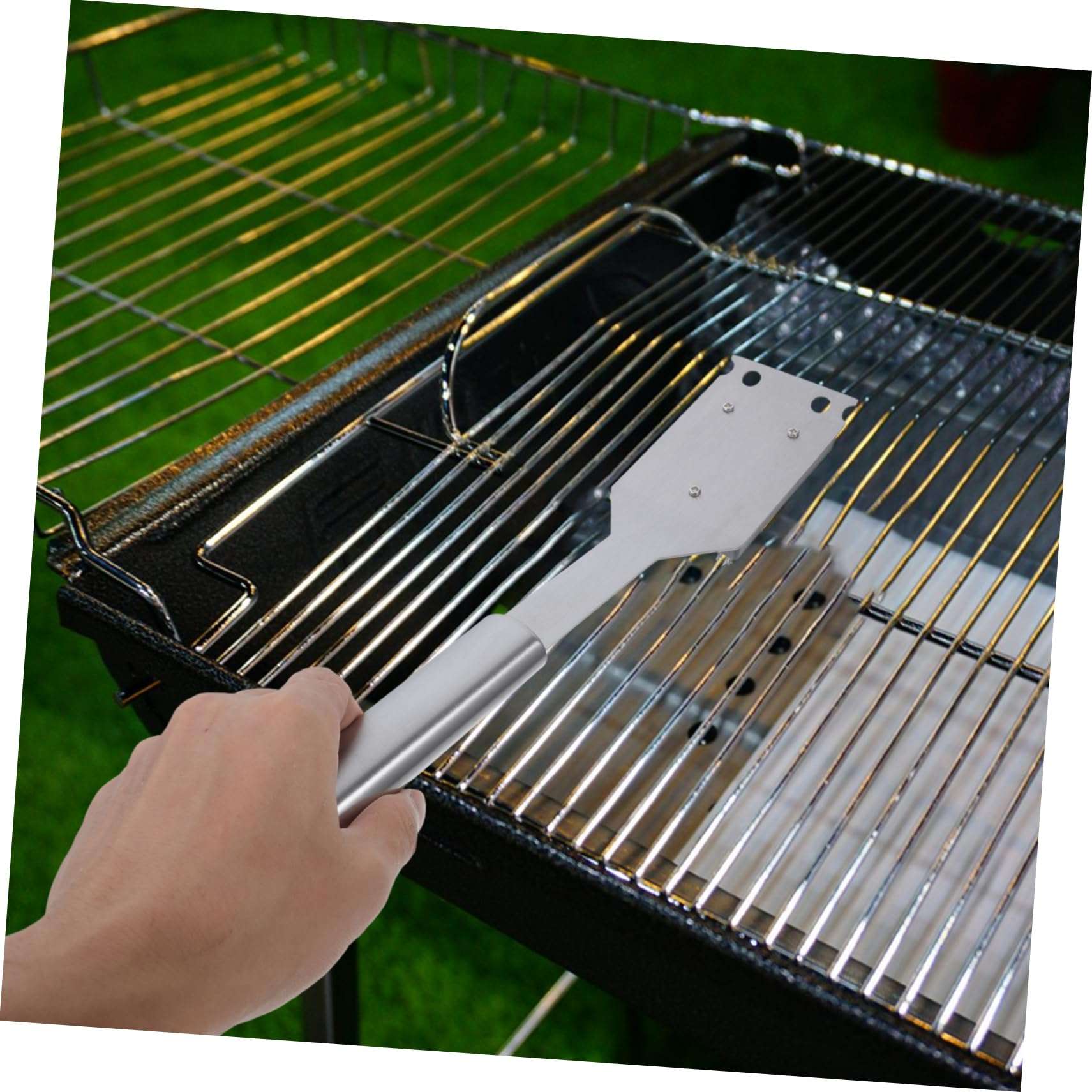 UKCOCO Set Cleaning Brush Grill Cleaner Tool - Char Scraper Barbecue Grill Brush Barbeque Accessories Grills Barbecues Scrapper Grilling for Scrubber Outdoor Silver Stainless Steel 5