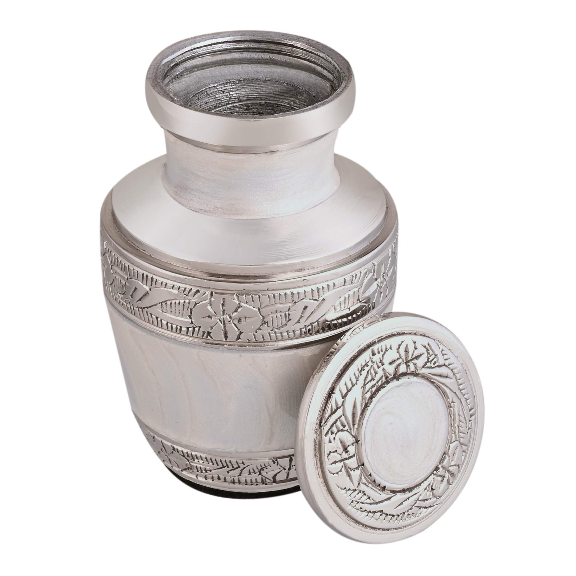 White Keepsake Urn - Mini Cremation Urn – Black Velvet Small Box – White Urn for Human Ashes - Small Funeral Urn White – Decorative Urn for Human Ashes – Mini Keepsake Urn – Small Urn for Loved One 4