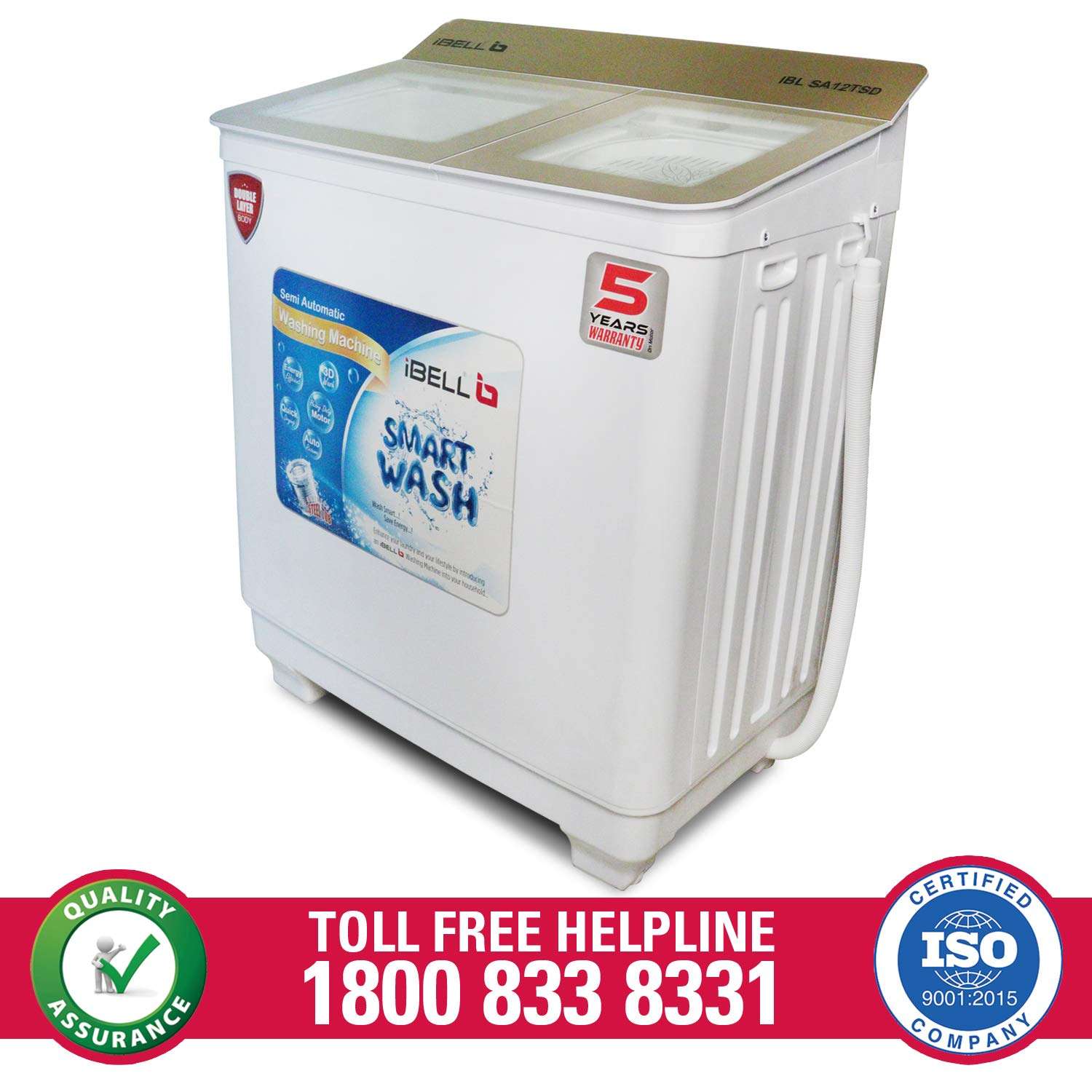 iBELL SA12TSD 12 kg Semi-Automatic Top Loading Washing Machine (105cmx88cmx57cm), White 4
