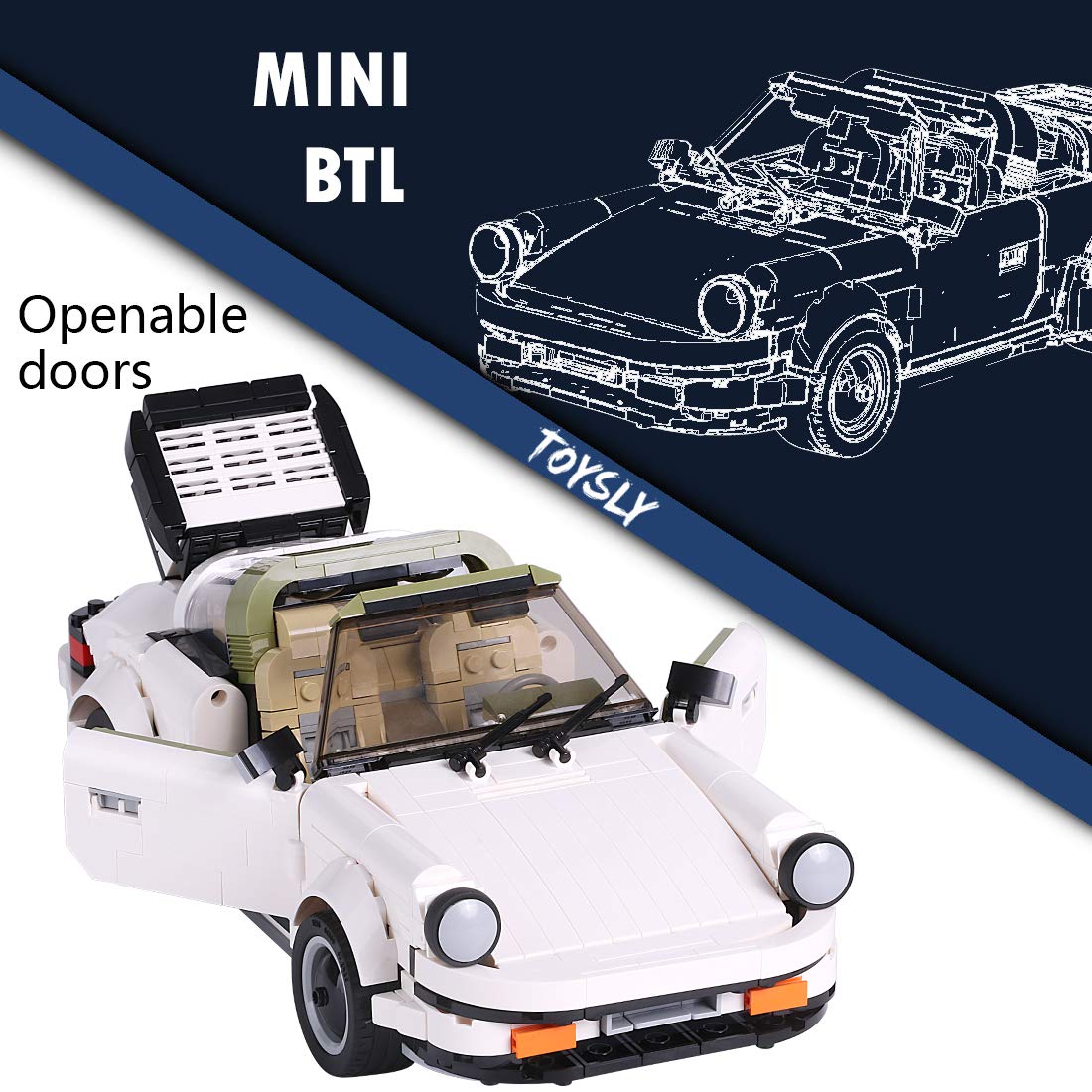 TOYSLY Mini Sports Car MOC Building Blocks and Construction Toy, Adult Collectible Model Cars Set to Build, 1:14 Scale Race Car Model (882 Pcs) 5