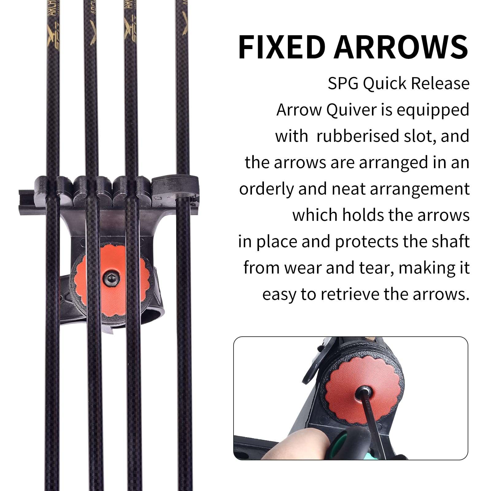 SPG Adjustable Archery Arrow Quiver - Leather Quiver Arrow Holder with Quick Shoot System Longbow Recurve Bow Quiver 4/6 Arrows Hanged Arrow Case for Hunting Shooting Practice(6 Arrows) 3