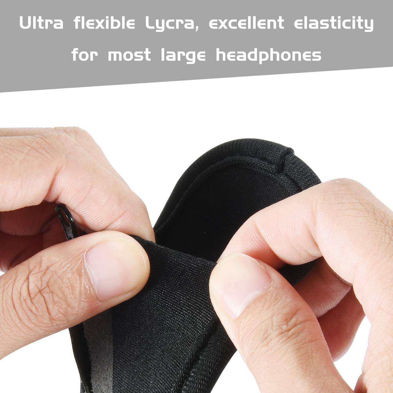 Large Sized Replacement Headband Cushion Pad Cover Head Band Protector with Zipper, Headband Cover Cushion Protector Pad for Headphones (Max for 2-1/2''W cushion pad, Black) 5