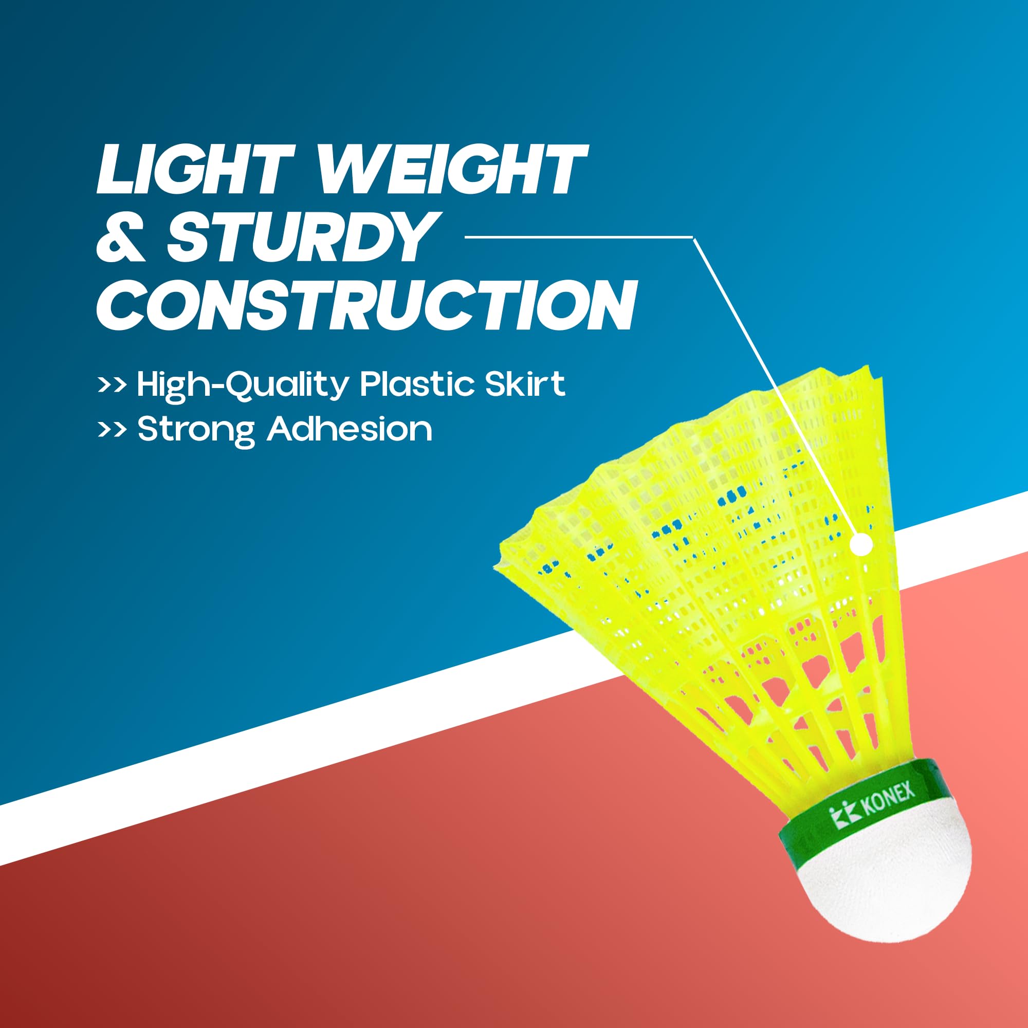 Konex Plastic Shuttlecock | Stable Flight & Fast Recovery (Yellow, Pack of12) 3