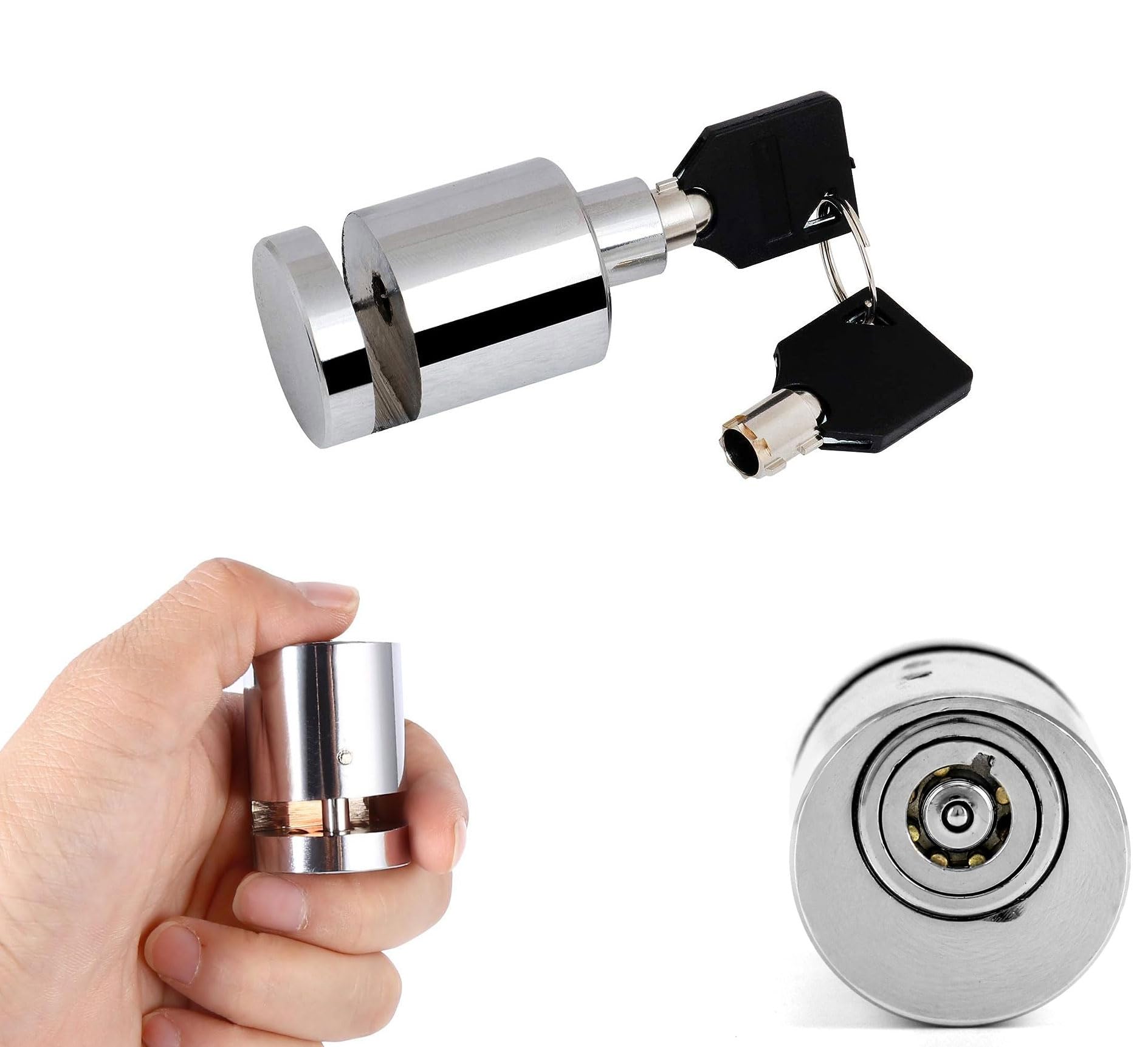 AUTO PEARL Heavy Duty Stainless Steel Chrome Security Anti-Theft Lock for Motorcycle and Bicycle Disk Brake Safety Lock Compatible with CB Shine SP (Chrome) 3