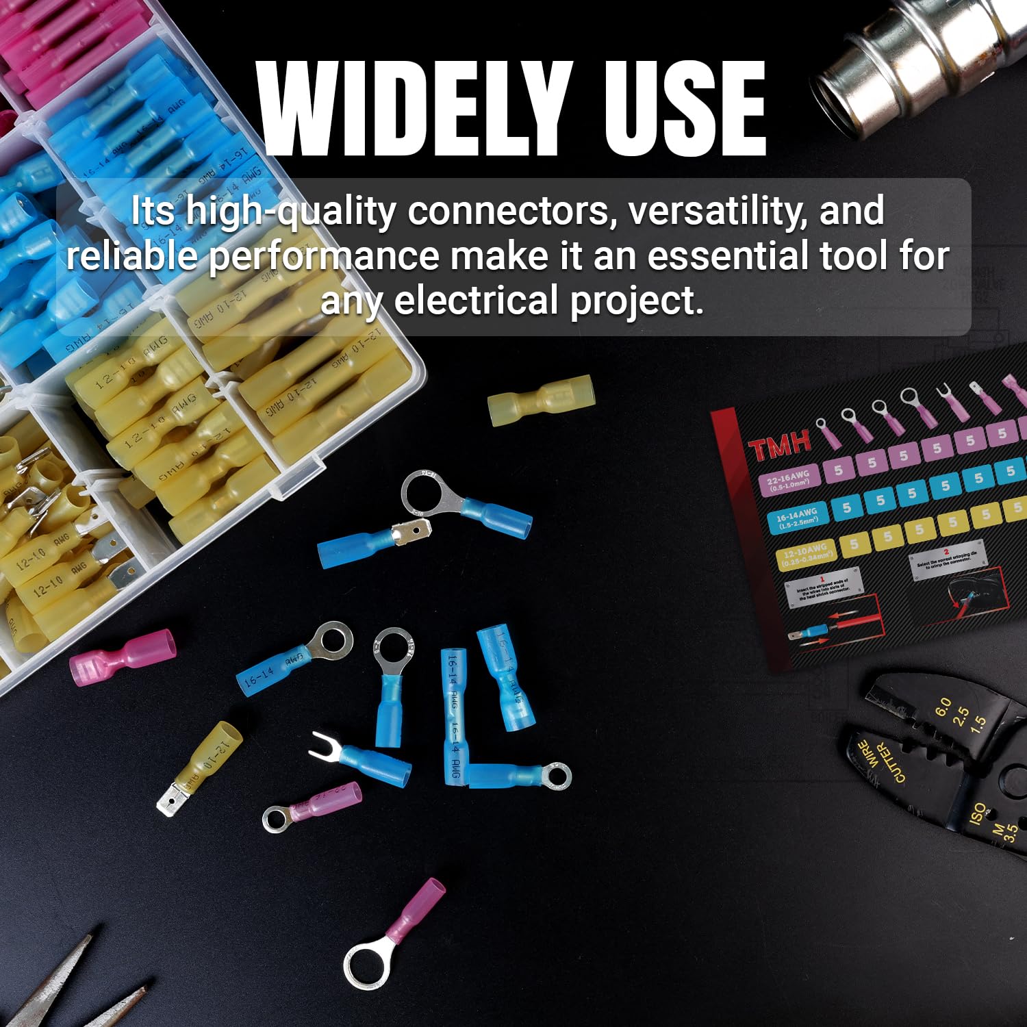 TMH 360 Pcs Crimping Tool for Heat Shrink Connectors Marine Grade Heat Shrink Wire Connectors, Waterproof Butt Connector AWG 22-10 Electrical Ring Fork Spade Splice 5