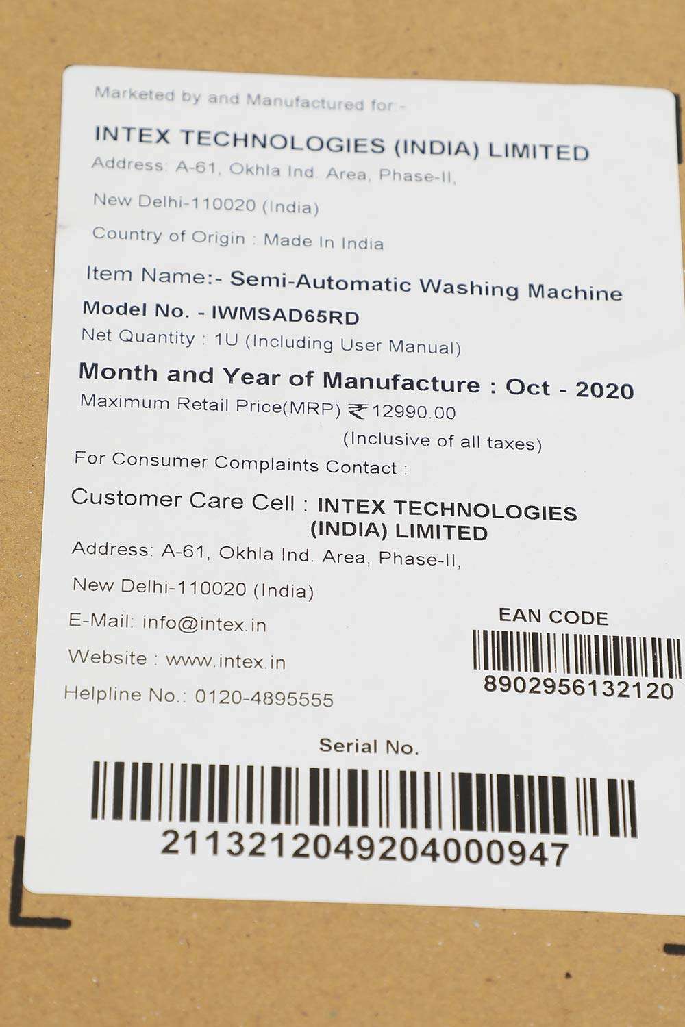 Intex 6.5 kg Semi-Automatic Top Loading Washing Machine (IWMSAD65RD, Red White) 5