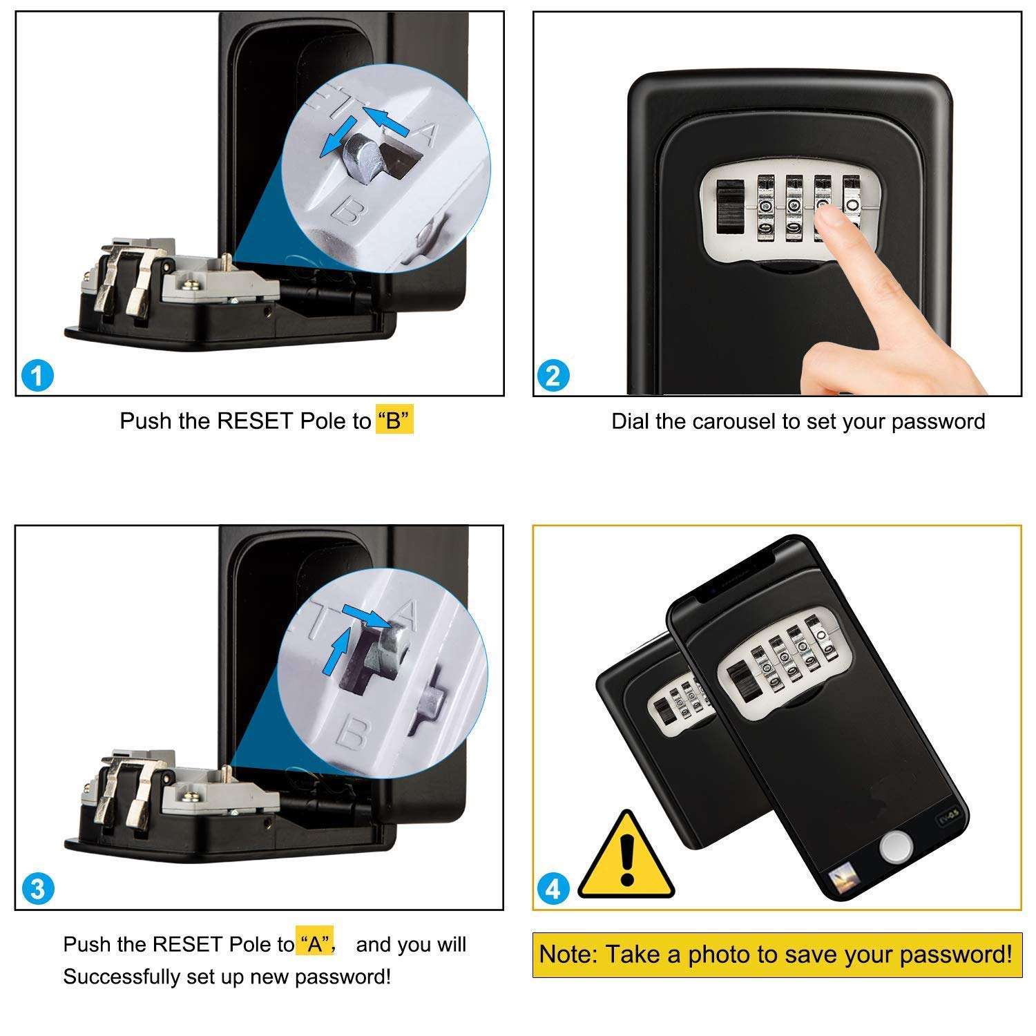 Vroxy Key Lock Box 4 Digit Combination Wall Mount Key Safe Security Storage Box for Sharing Keys Securely Indoor and Outdoor 4