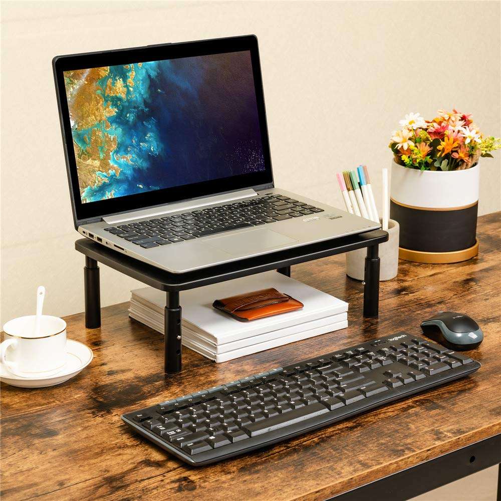 Monitor Stand Riser, Height Adjustable Monitor Stand for Laptop, Computer, iMac, PC, Printer, Desktop Ergonomic Metal Monitor Riser Stand with Mesh Platform for Airflow 2 Pack 3