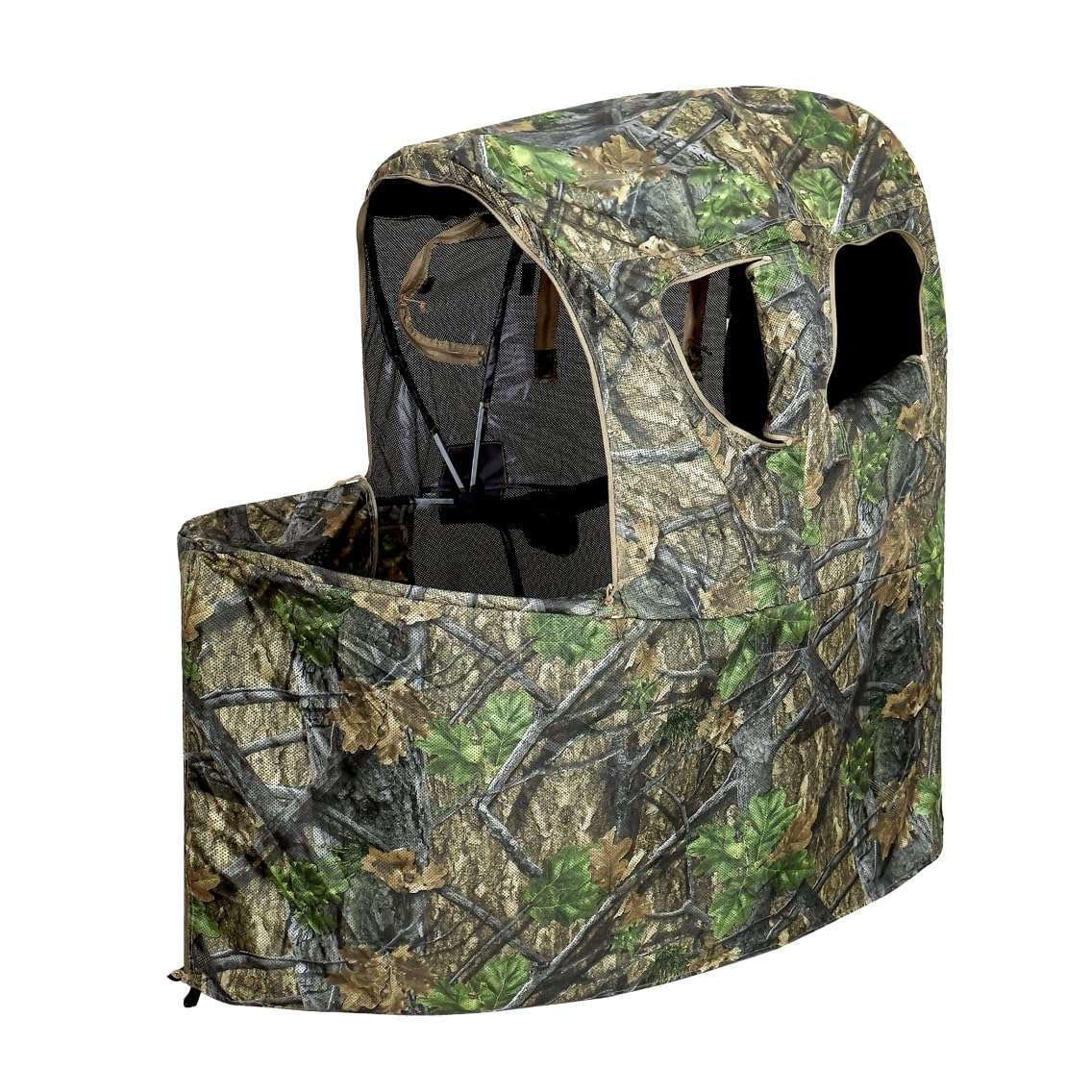 AUSCAMOTEK See-Through Hunting Ground Blind with Built-in Chair for Deer Hunting - 1 Person Pop-Up Camouflage Tent 4