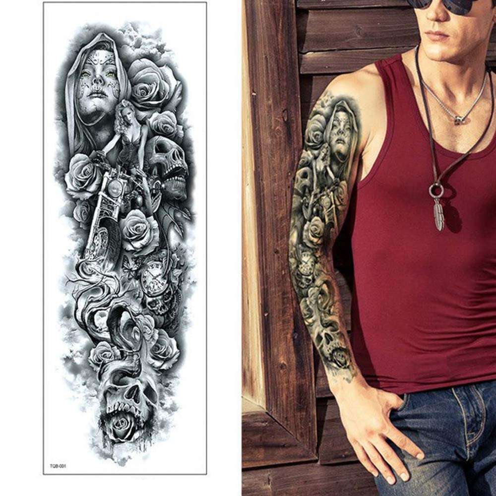 Full Arm Hand Temporary Tattoo For Men Girls Women Sticker Size 48x17CM - 1PC. (1-1) 1