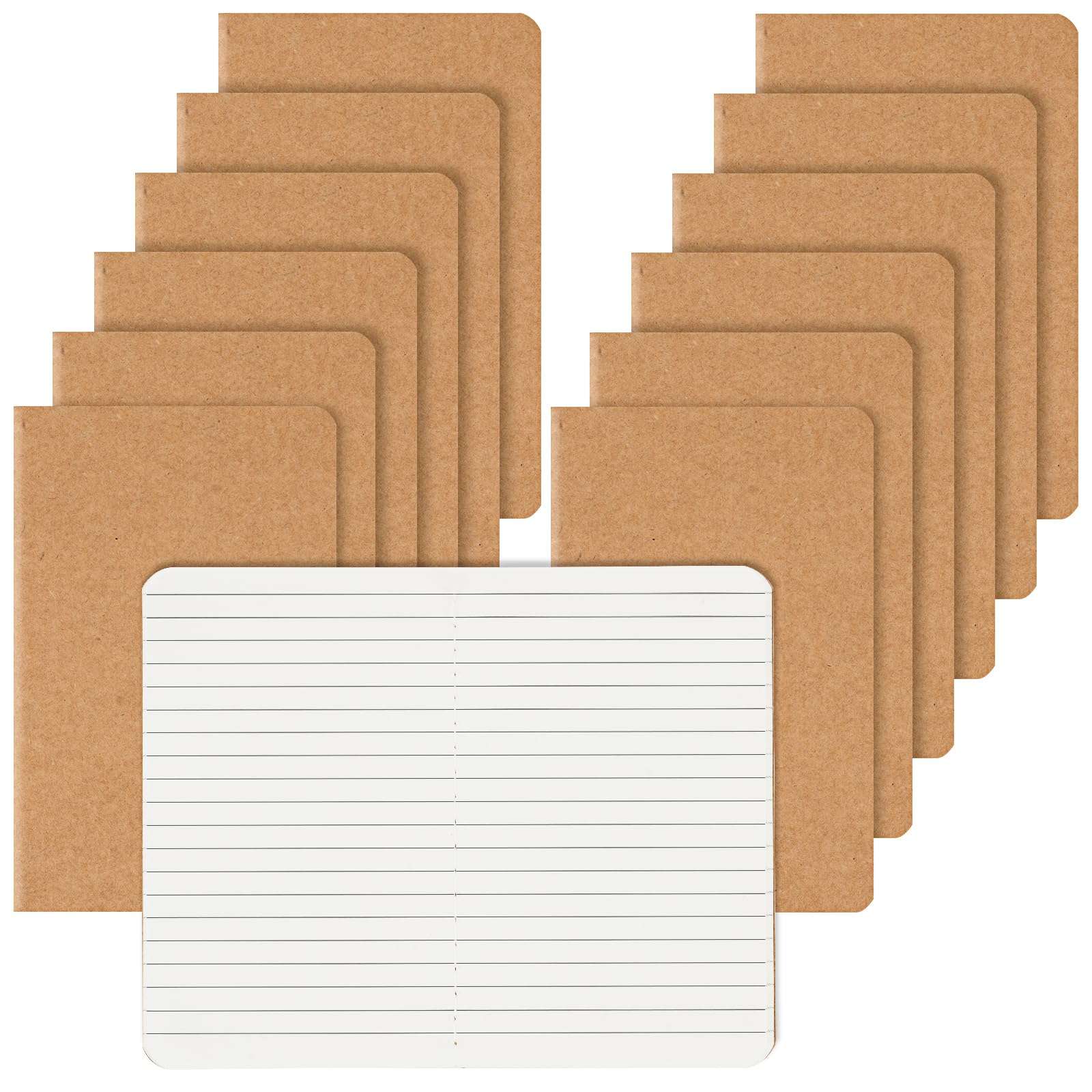 EOOUT 12 Pack Little Notebooks Pocket Notebooks, 3.5" x 5.5" Softcover Mini Notebooks, Small Brown Notebook Memo Note Pads for Men Women Kids Traveler Author, 30 Sheets, 60 Lined Pages 1