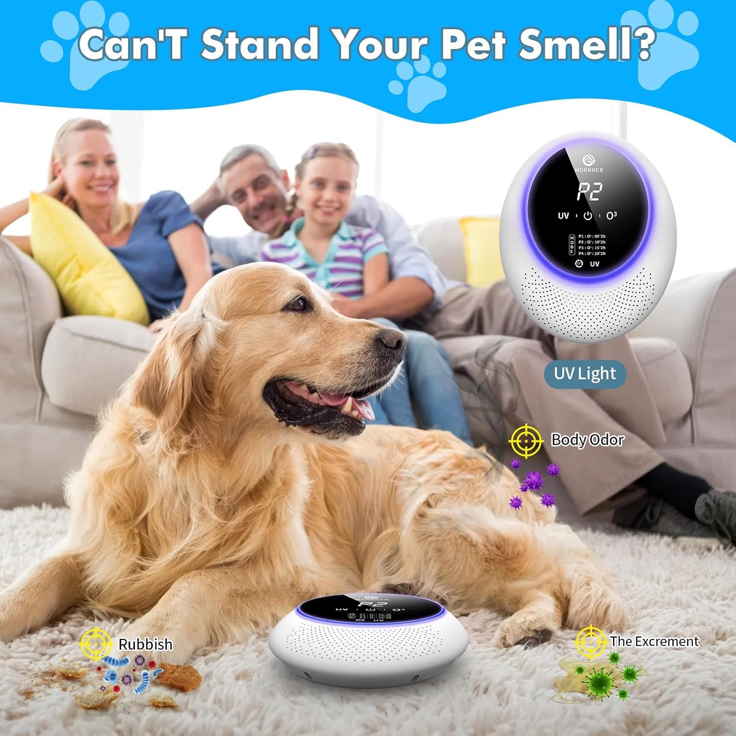 Advanced Cat Deodorizer for Litter Box, 99% Pets Odor Eliminator with 10000mAh Battery, Portable & Rechargeable (White, 13000) 4