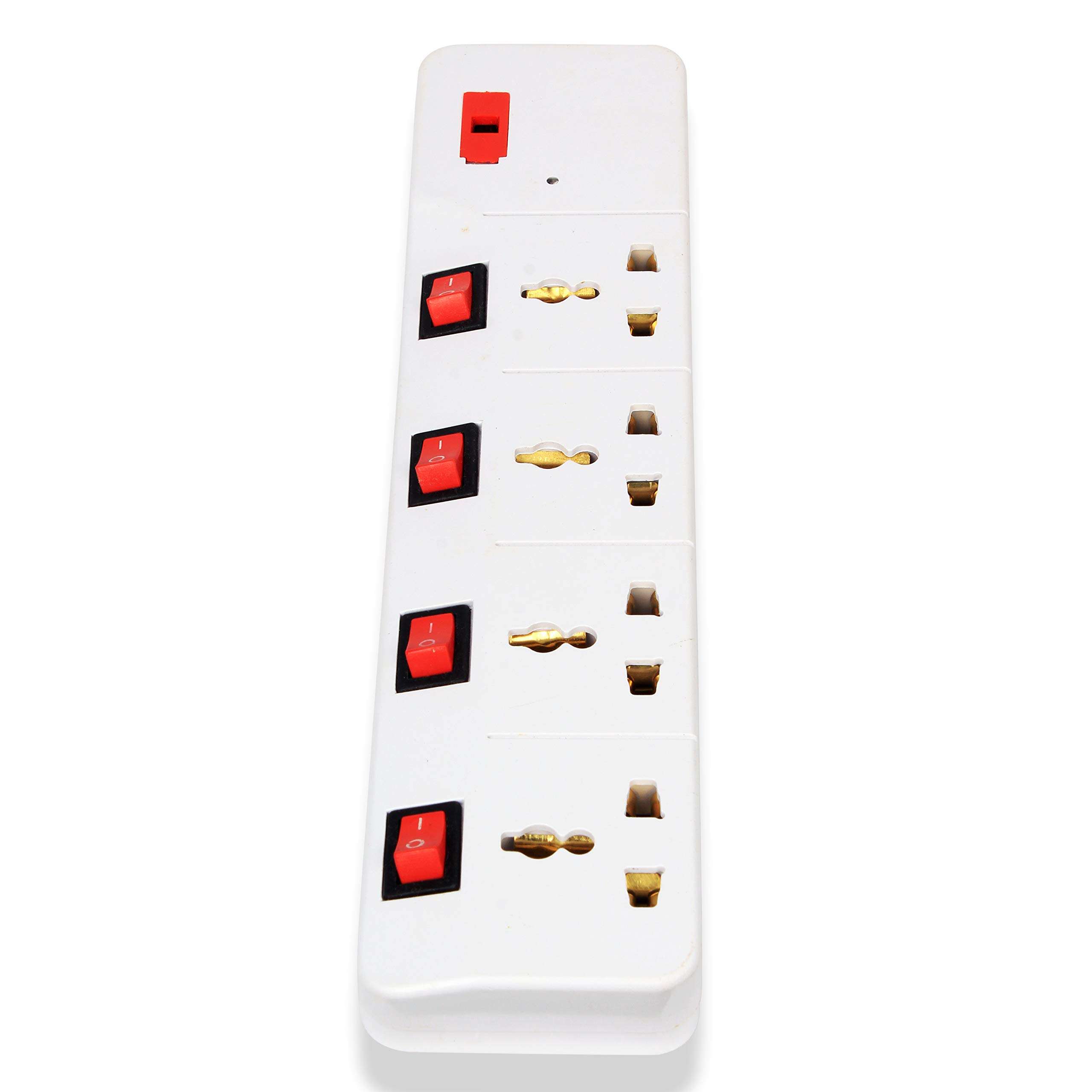Elegant Casa Extension Board Box with 4 Universal Sockets 4 Individual Switches, Universal Cord with 4 Pinpoints, Copper and Led Indicator, Multi-Plug Power Strip 240 Volts 6 Amp 11 Feet Wire 4