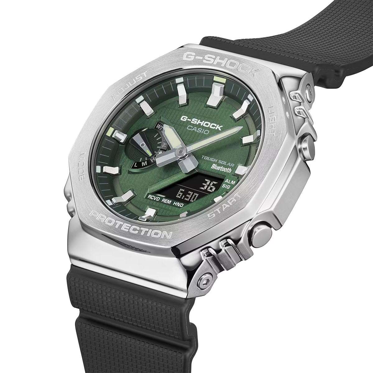 G-Shock Casio G-Steel Solar Connected Green Dial Black Resin Strap Watch - GBM2100A-1A3 4