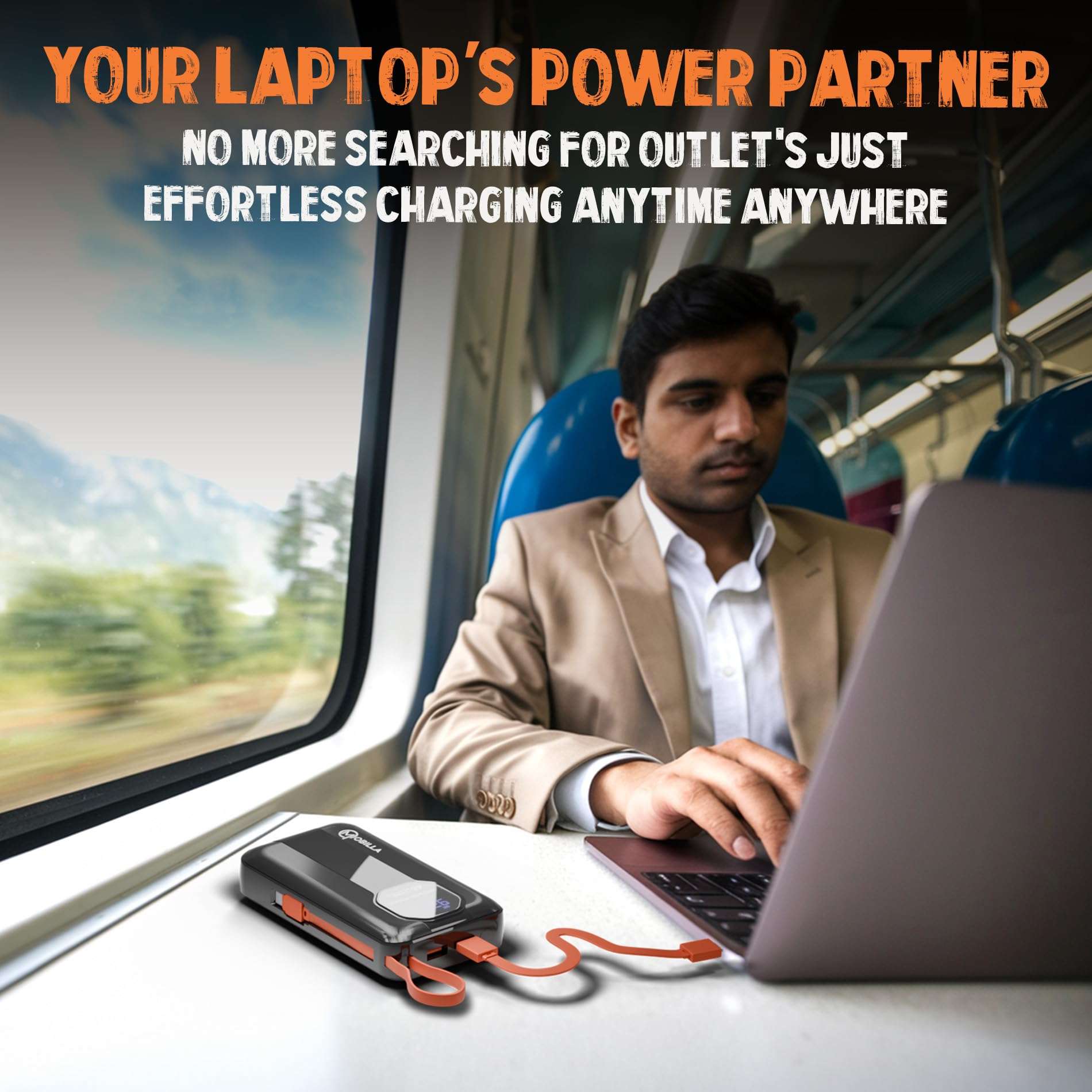 MPower Force Laptop Powerbank | 45W Fast Charging | 20000mAh Battery Capacity | Built-in Type-C & Detachable Lightning Cables | Charges 3 Devices at Once (Black) 4