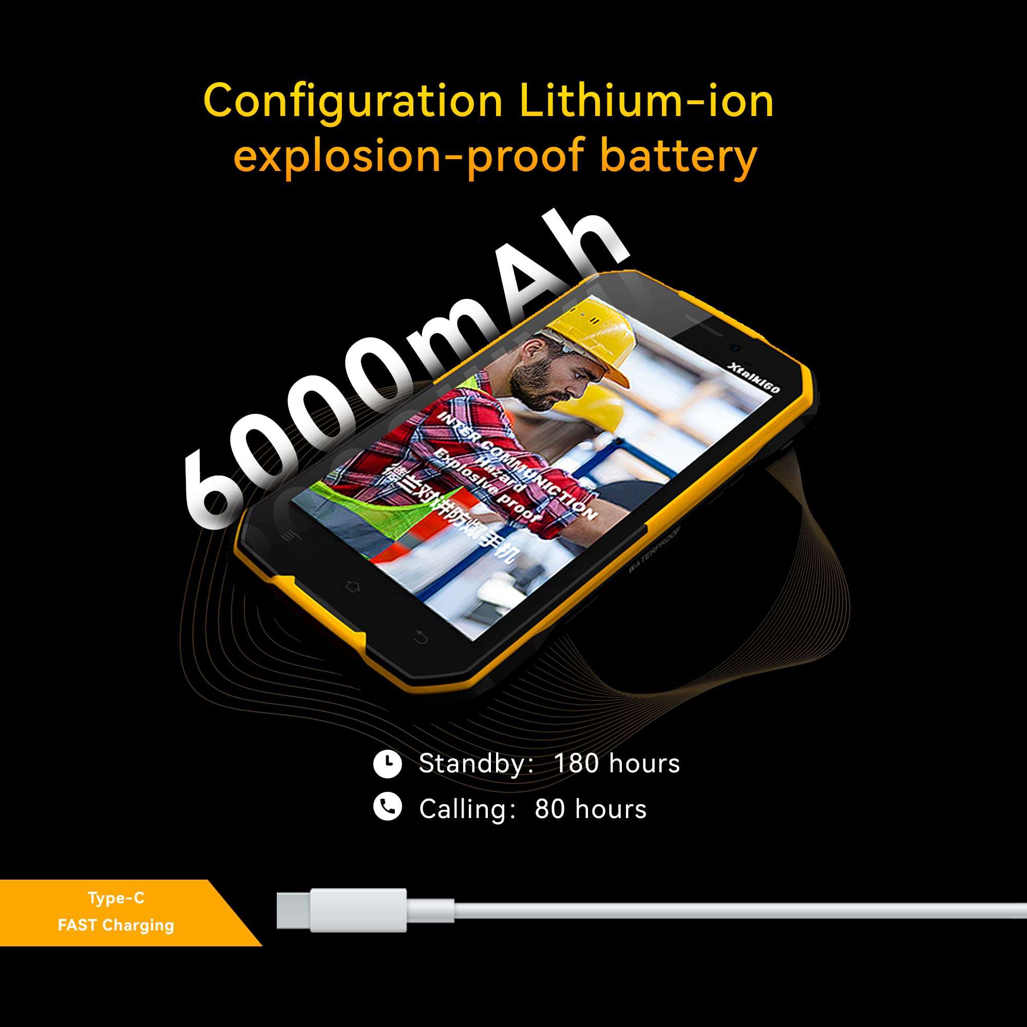 Walkie Talkie Rugged Smart Mobile Phone 5.0 inch Screen 6GB+128GB Explosion Proof Unlocked Zone1/2 Intrinsically Safe IP68 for Oil Gas Industry Areas Waterproof Dust Proof Shockproof Android 8.0 6