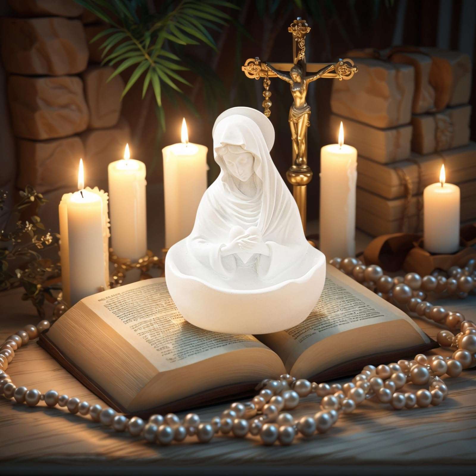 Liisaho Our Lady of Grace Statue Virgin Mary Keepsake Rosary Holder,Catholic Gifts for Women Religious Home Decor,5" Blessed Mother Statues, Resin Relic（1pcs） 6