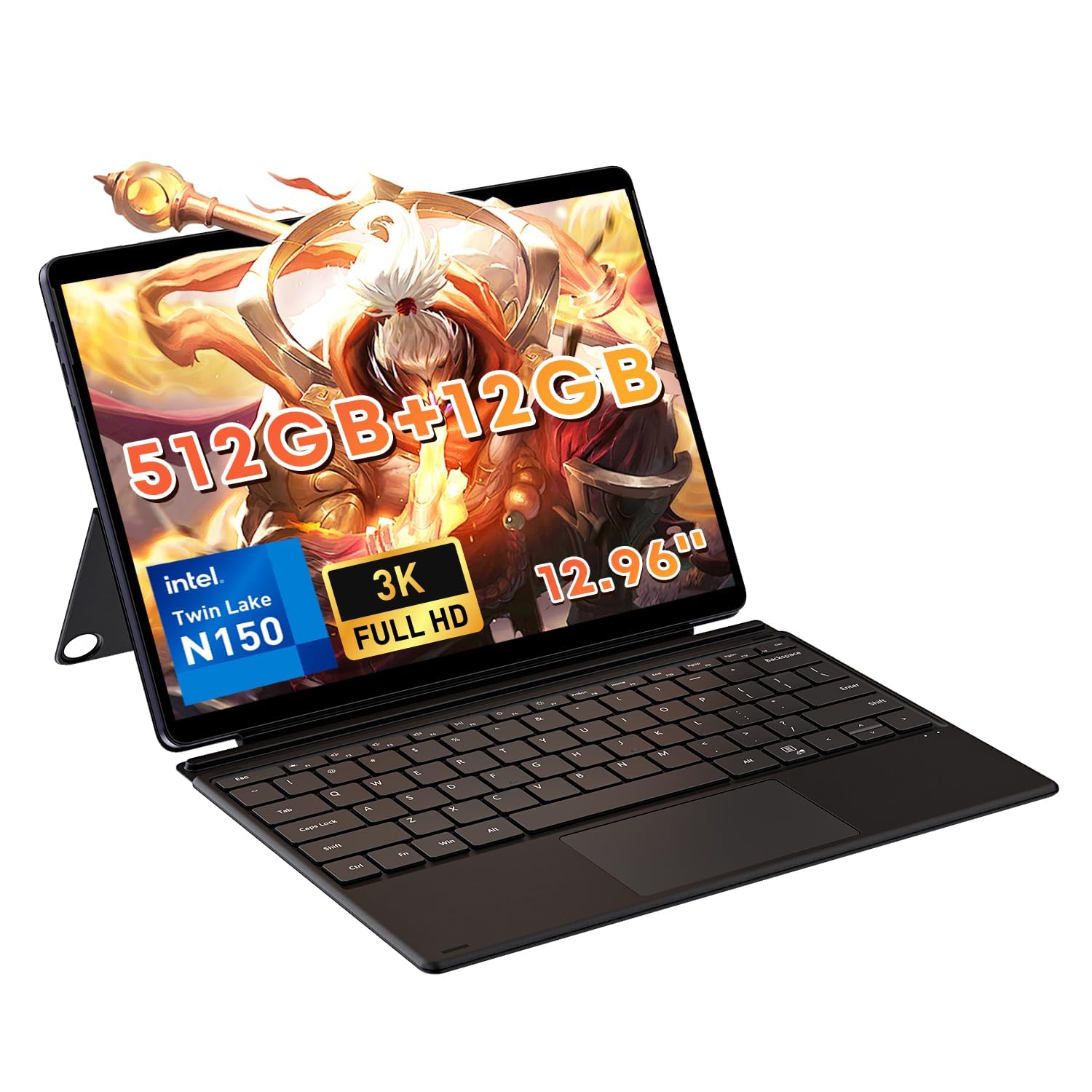 CHUWI 2024 Hi10 Max 2 in 1 Tablet, 12.96" Windows 11 Touchscreen Tablet with Keyboard, 512GB SSD 12GB LPDDR5 RAM,Intel N100(up to 3.4GHz),3K FHD IPS,WiFi 6,Bluetooth 5.2,Dual Camera,HDMI,Type C,USB3.2