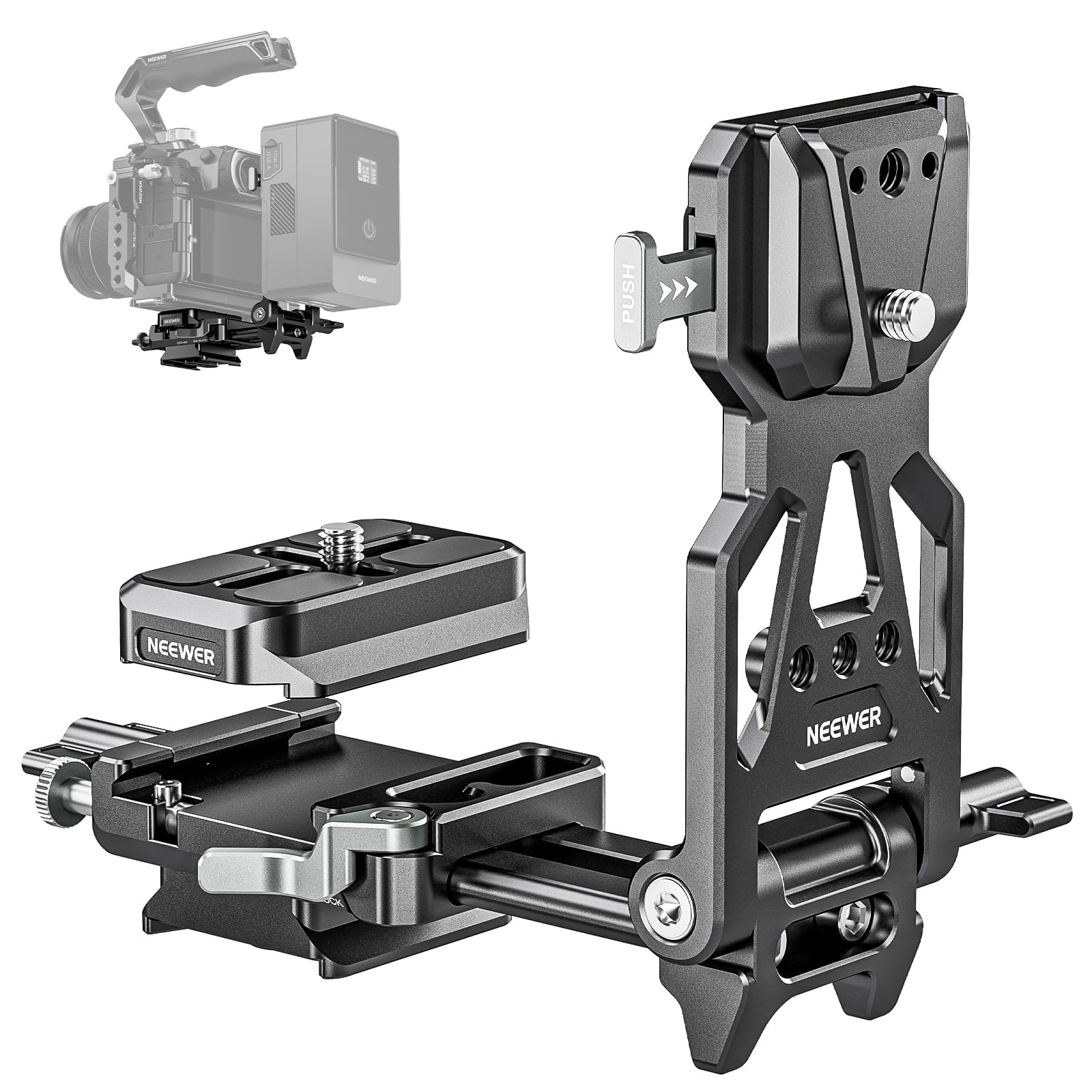 NEEWER Foldable V Mount Battery Plate with Arca Type Quick Release Camera Baseplate, Lightweight DSLR Camera Video Rig Compatible with SmallRig V Mount Battery Cage DJI RS4 RS3 Gimbal, PS015 PRO 1