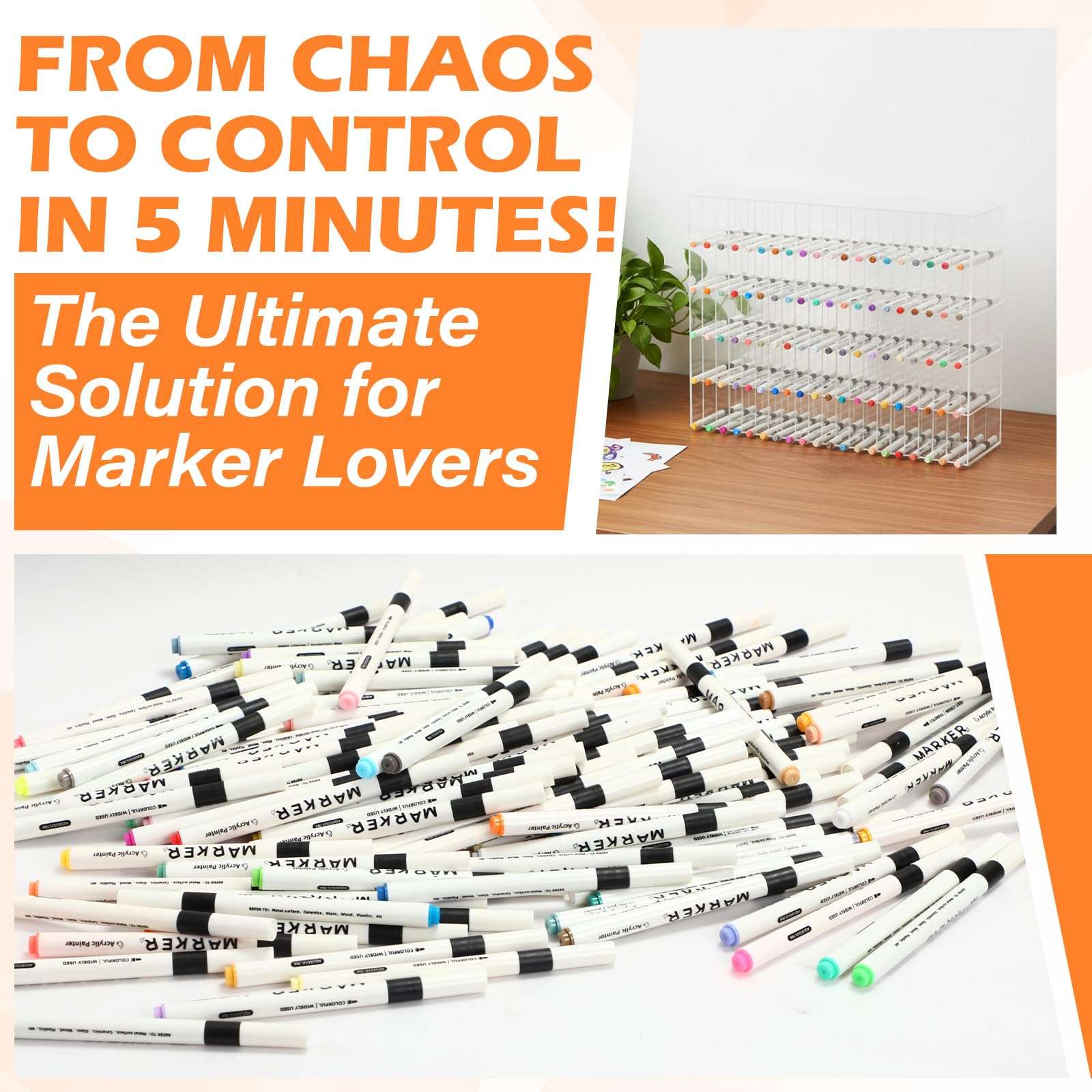 Colingmill Acrylic Marker Organizer for 480 Markers, Extra Large Art Marker Storage Rack for Desk, Durable Pencil Holder Desk Storage for Artists Teachers Students Office Birthday Gifts(Large) 6