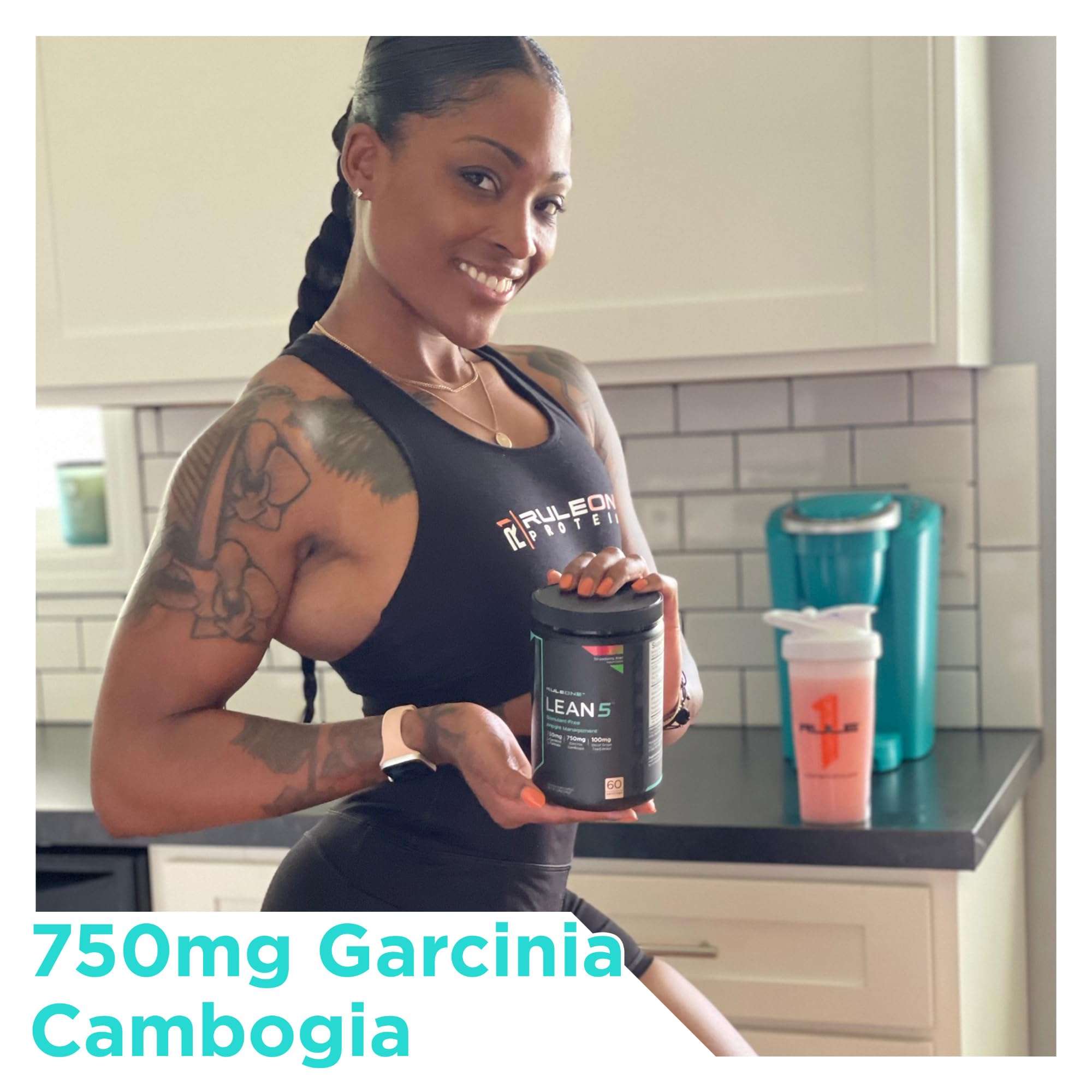 Rule 1 R1 Lean5, Blue Razz Lemonade - 11.9 oz - Stimulant-Free Formula with CLA, Garcinia Cambogia Extract & Carnitine - 60 Servings 4