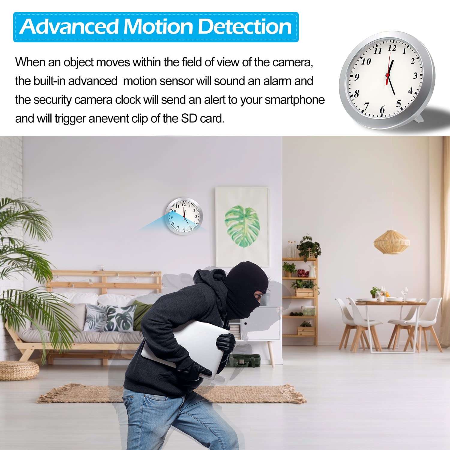 Pelay Hidden Camera, WiFi Wall Clock Camera HD 1080P Spy Camera Wireless Security Surveillance Camera Motion Detection and Video Recoder, Nanny Cam for Home/ Apartment/Office 5