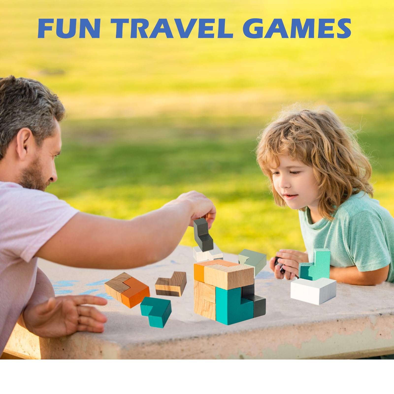 COHHFWPD Wooden Cube Puzzle, Mini Size Cube in Tin Case for Travel, Assembly and Disentanglement Cube Puzzle for Child Ages 6+ 4