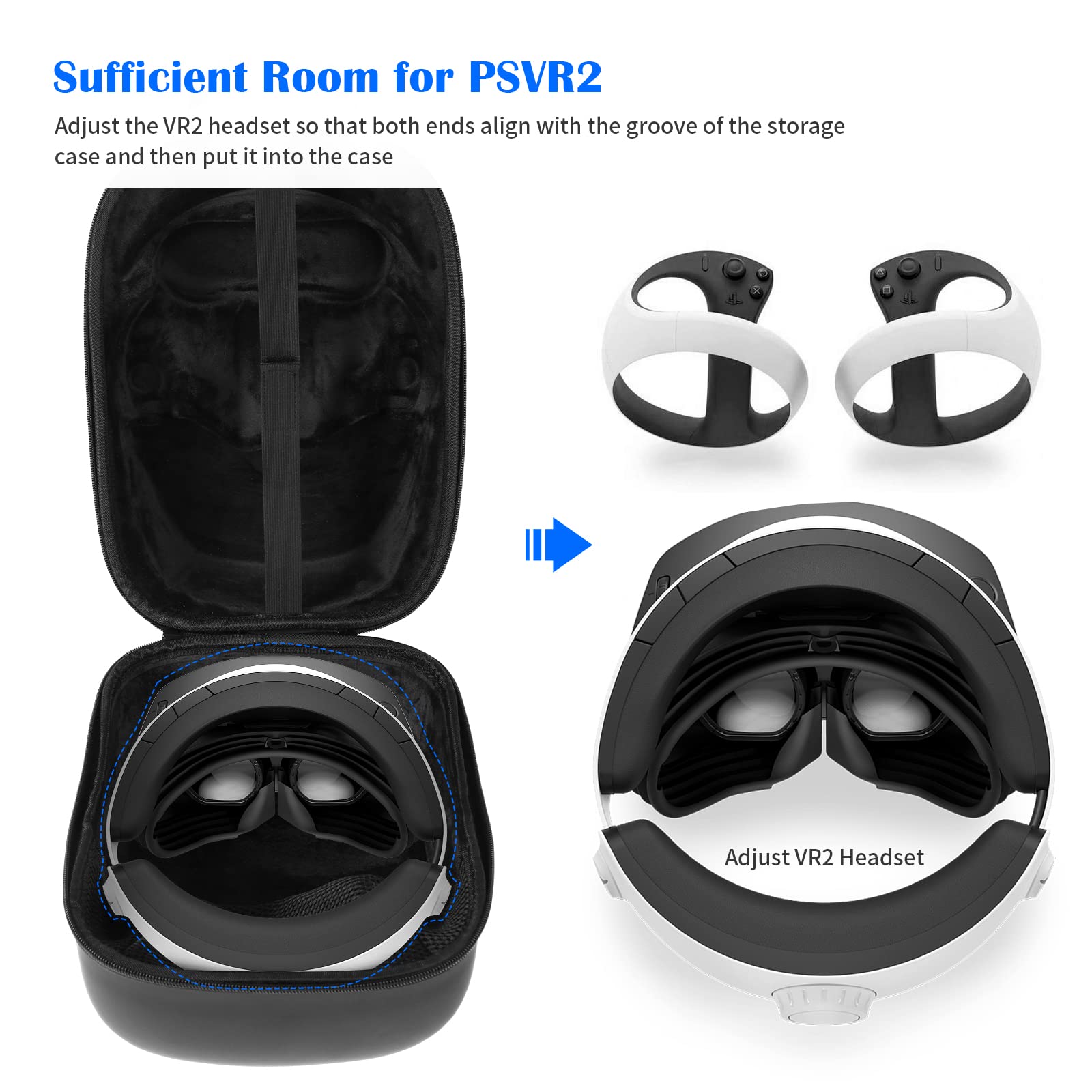 Jhua for Quest 3 PSVR2 Hard Carrying Case for Quest 3 Accessories Headset PlayStation VR2 Gaming Headset, Touch Controllers Accessories with Shoulder Strap Lens Protector Cover for Travel Home Storage 5