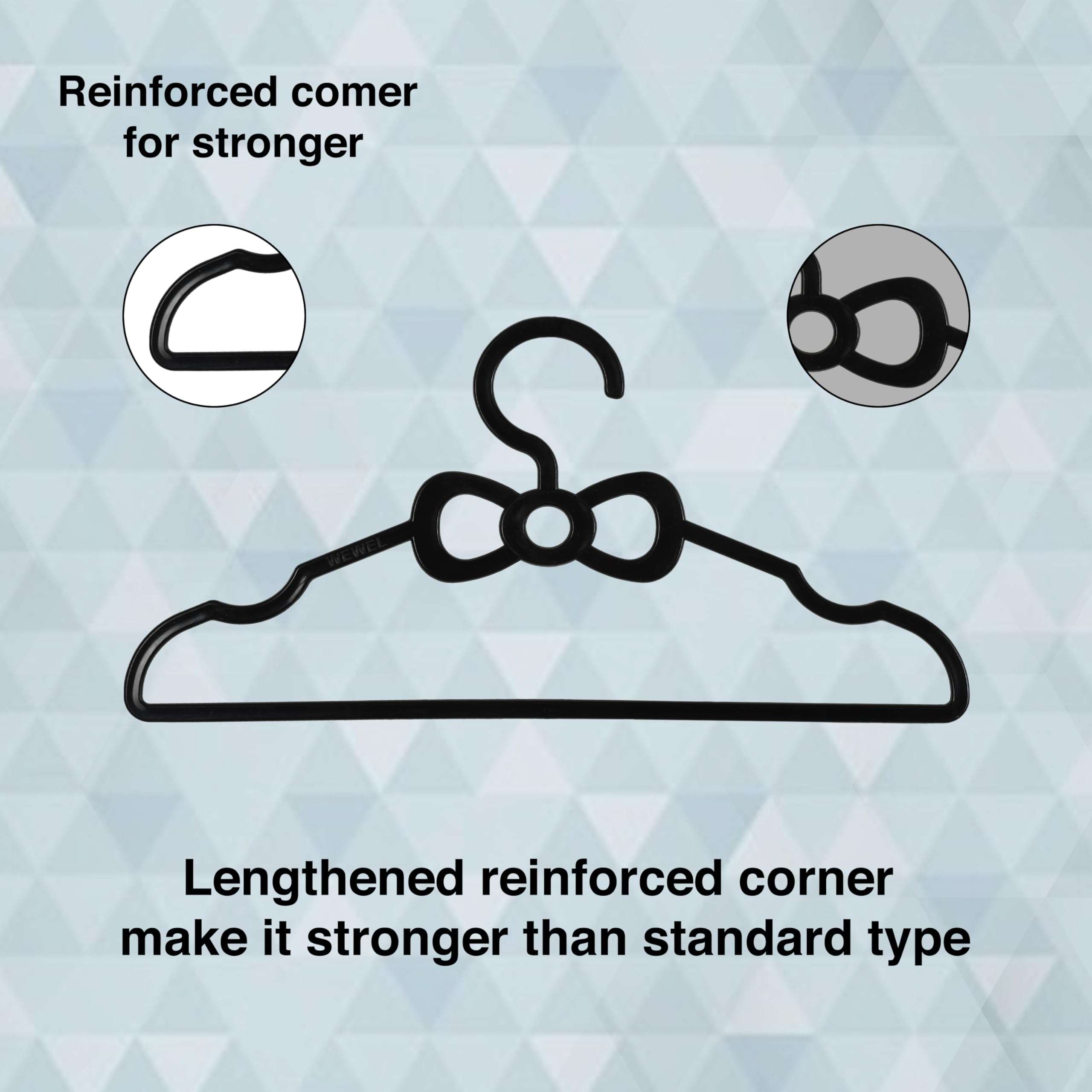 WEWEL Plastic 25 Pack Premium Clothes Hangers for Hanging Cloths, Elevate Your Wardrobe Organization in Multicolors with Cloth Hanger (Black, 25) 6