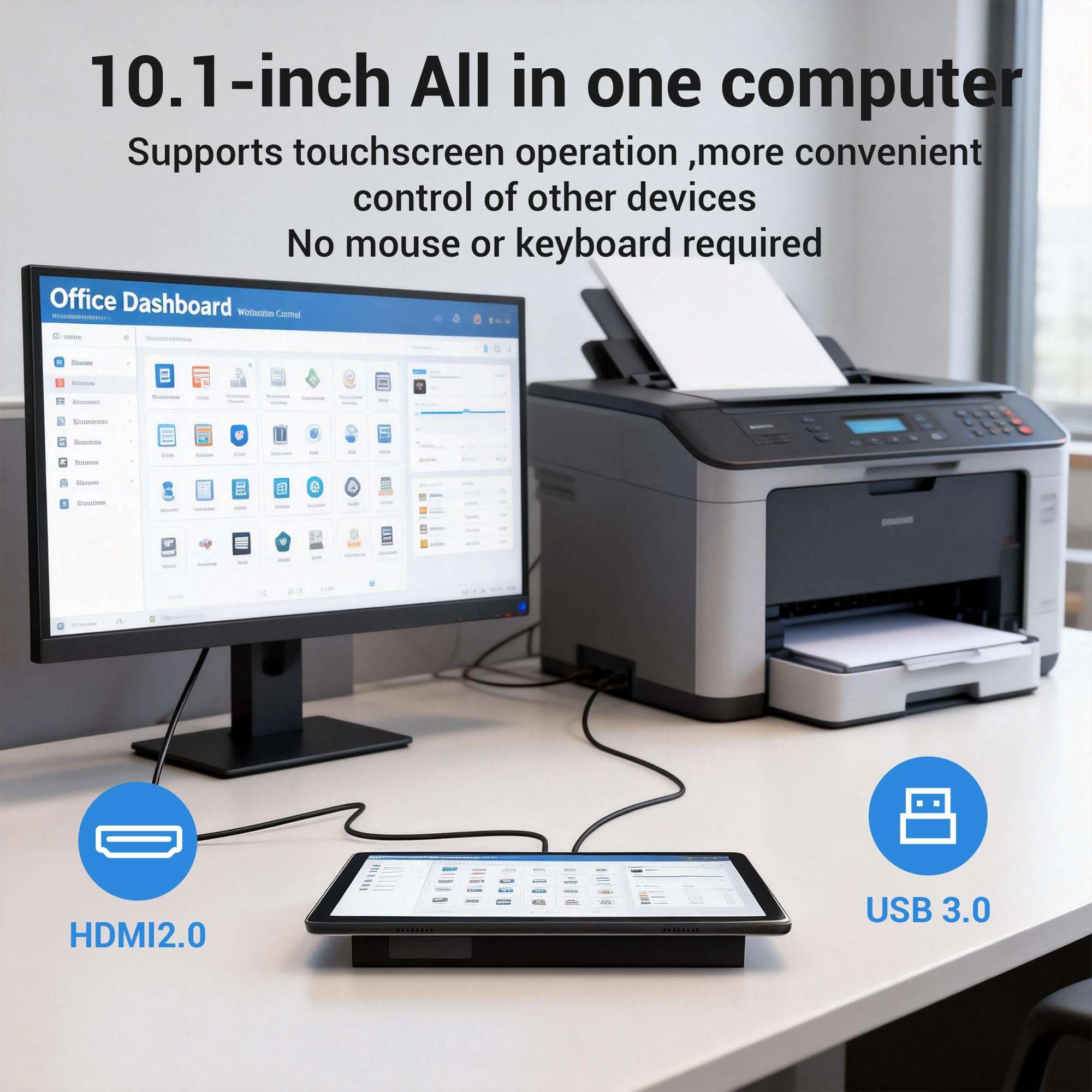 HIGOLEPC Fanless All-in-One Touchscreen Computer RK3399, Industrial Panel PC 10.1 Inch Rugged Android 12, 4GB RAM, 64GB ROM, 1280 * 800 IPS 5