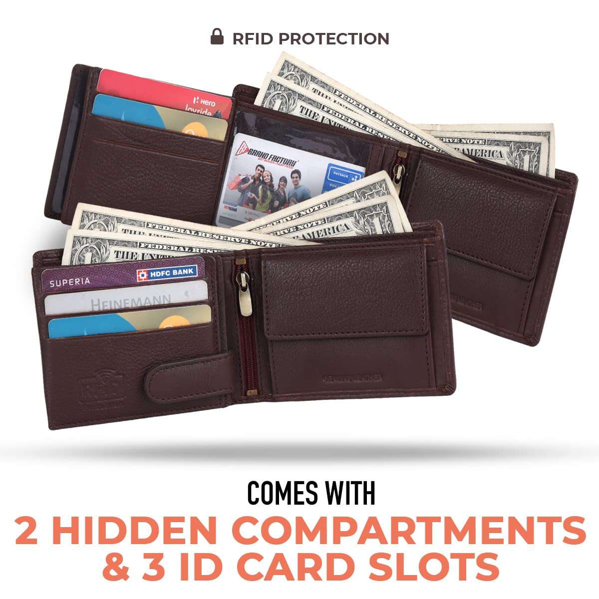 HAMMONDS FLYCATCHER Gift for Men Combo - Genuine Leather Wallet and Keychain Set with Ball Pen- Premium Birthday Gift for Husband, Boyfriend, and Father- Wallet with Multiple Card Slots- Redwood Brown 5