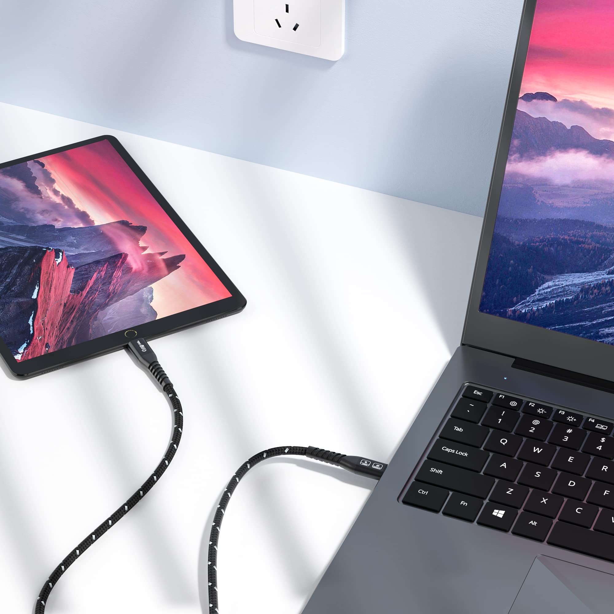 dynattenik 240W USB-C to USB-C Charging Cable, 6ft PD 3.1 Type-C Fast Charger Cord, 48V/5A for Laptop, Tablet, Phone, Switch, Steam Deck - Durable Braided Cable, USB-C Laptop Charger Replacement 3