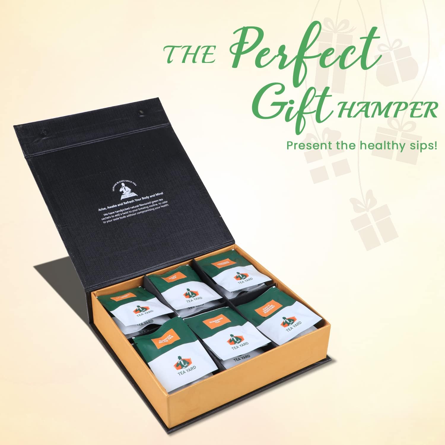 TEA YARD Green Tea Wellness Kit Tea Pack with 6 Assorted Flavour Teas 24 Bags Multiple Taste Low Caffeine Decaf Tisane Pack Ideal for Gifting 4