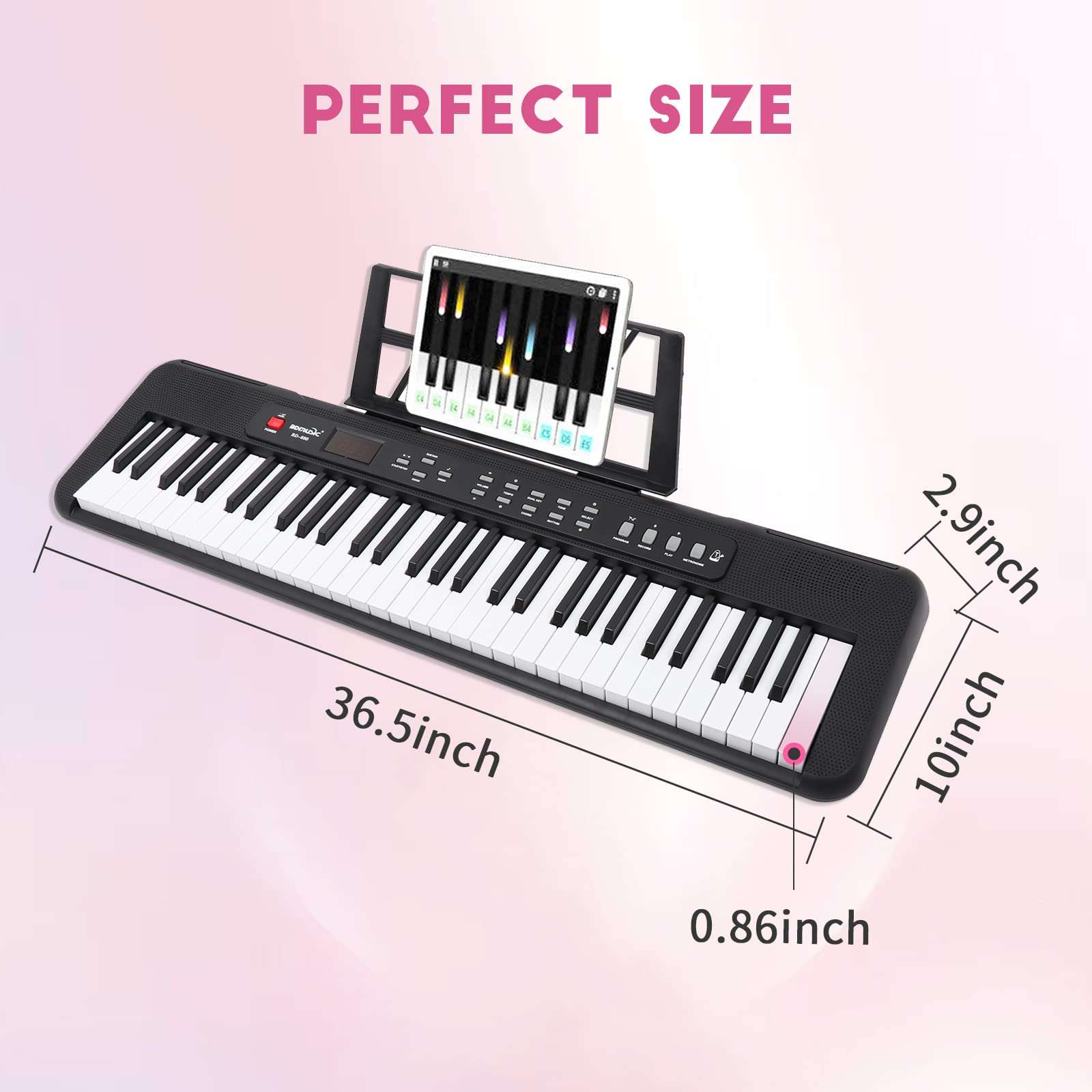 Keyboard Piano 61 Key Electric Keyboard Piano Full-Size Keys Digital Piano with Built-In Speakers Headphones Power Supply Portable Electronic Keyboard Gift Teaching for Piano Beginners 3