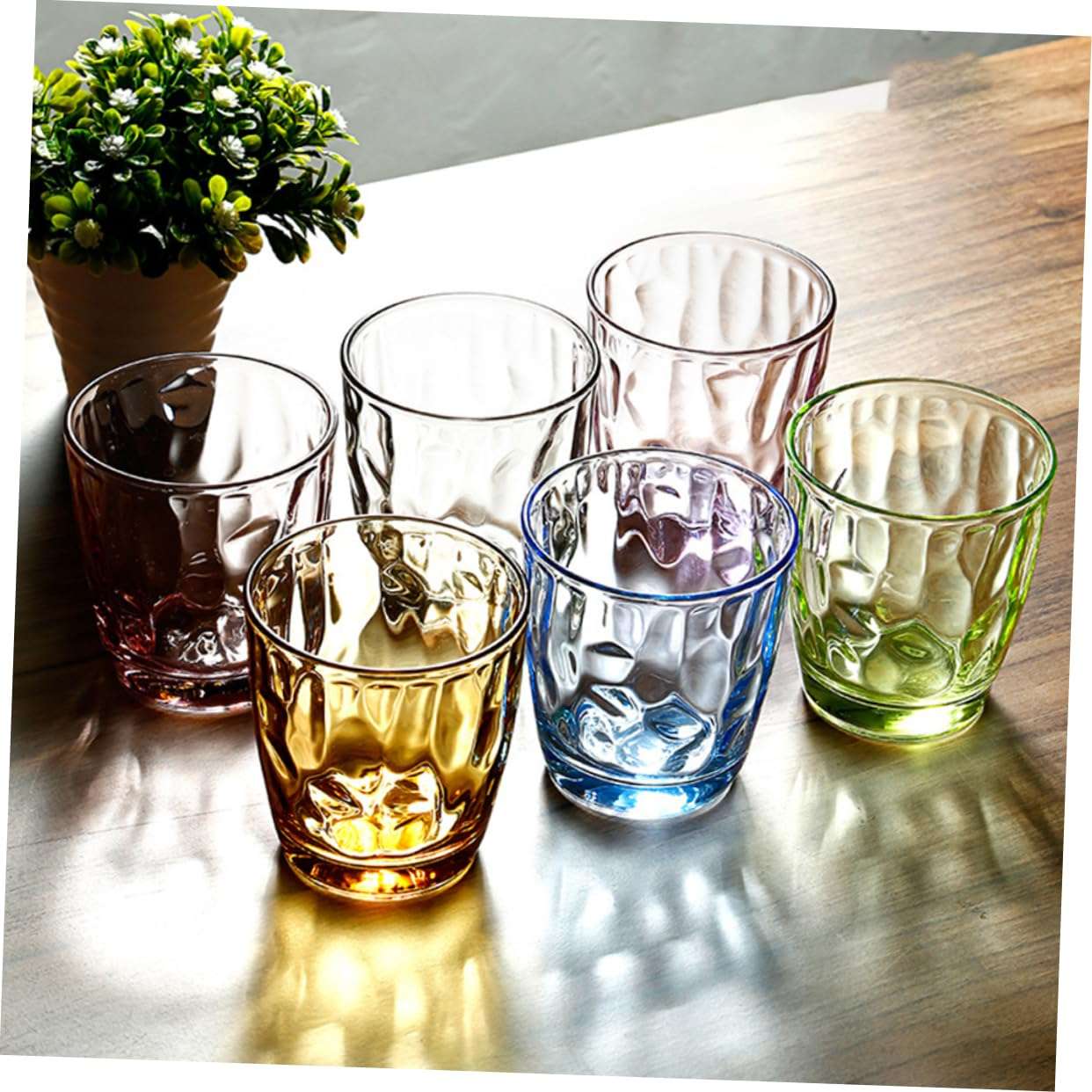 HOLIDYOYO 310ml Colored Diamond Acrylic Wine Cups Alternative Bulk Set No Plastic Taste 3