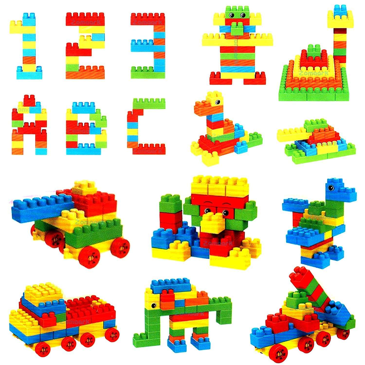 AEXONIZ TOYS Non-Toxic Big Size Building Blocks for Kids with Wheel, 200+ Pieces, Random Color( Building Block Toys for Kids ) Multicolor 4