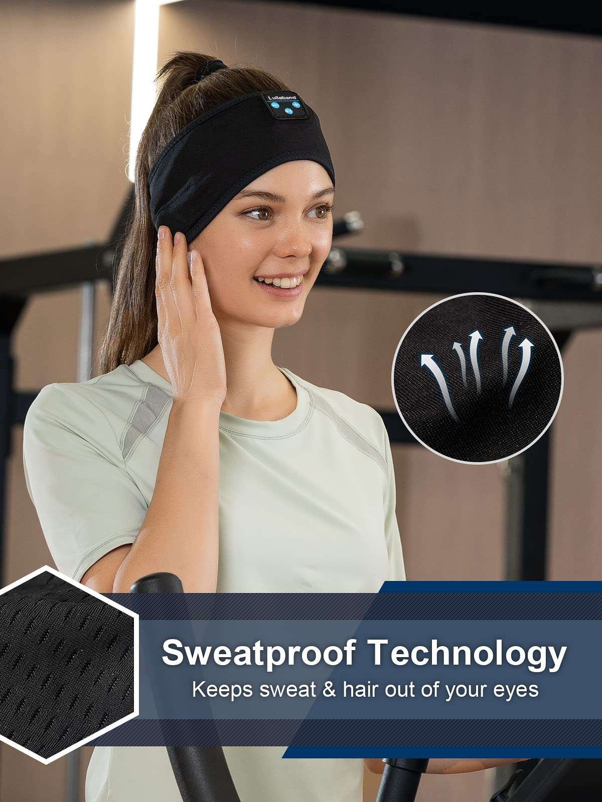 Sleep Headband Headphones Wide Non-Slip Stretchy Moisture Wicking Sweatbands for Men & Women Perfect for Sleep Running, Fitness, Yoga, Cycling 3