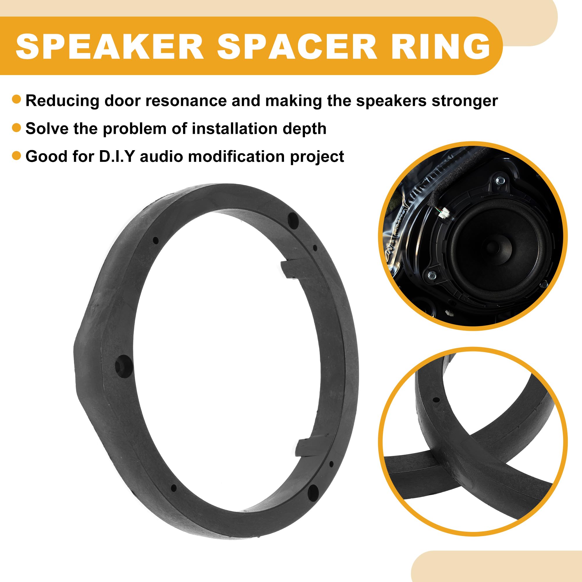 Partuto Speaker Spacer Ring Tweeter Speaker Spacer Adapter Car for Honda Odyssey 2009-2021 Front Rear Doors ABS Black with Audio Wiring Harness Waterproof 4
