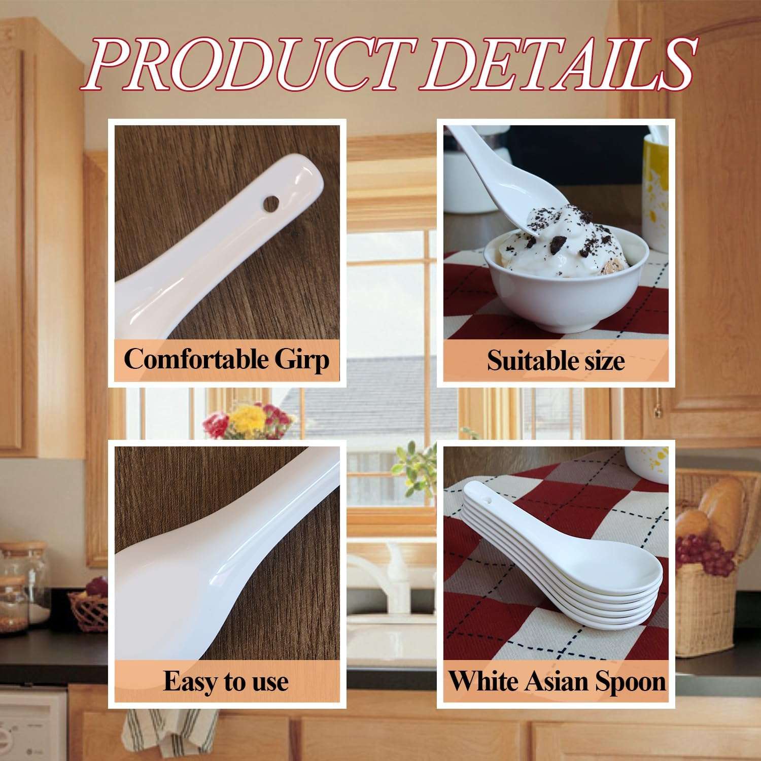 ZXORC Asian Ceramic Soup Spoons Set of 6 | Premium White Chinese Style Ceramic Spoons for Soup, Ramen, Pho, Noodles & Rice | Durable, Heat-Resistant Serving Spoons for Home, Kitchen & Restaurant Use 5