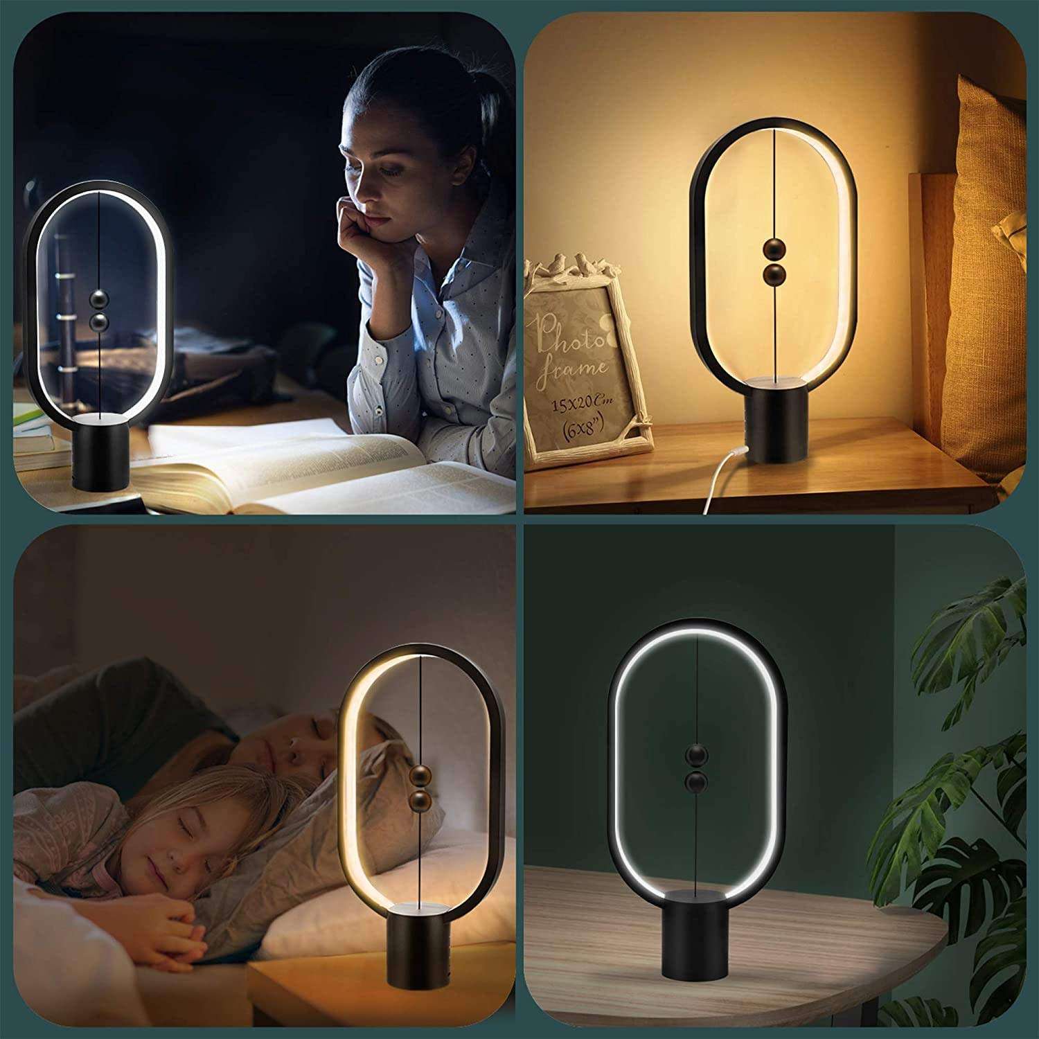 Scizor Heng Balance Lamp, USB Powered Balance LED Table Lamp Soft Night Lamp Ellipse Magnetic Mid-air Switch Touch Dimming Night Light for Bedroom, Living Room, Dining Room and Office Home Decor 6