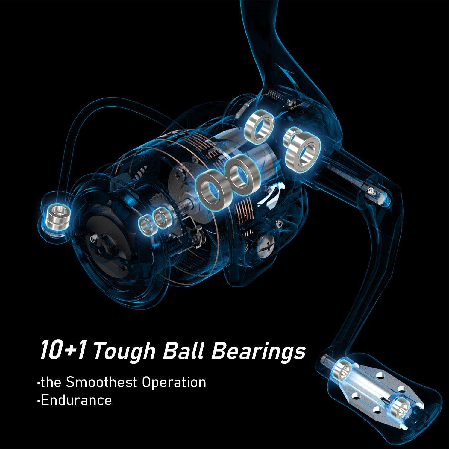 Cadence Spinning Reel-Elate 10+1 BB Light Weight & Durable -Stainless Steel Main Shaft, Die-Casting Handle&Double Anodized Spool-Ultra Smooth Powerful Reel with Graphite Body &Felt Washer 5