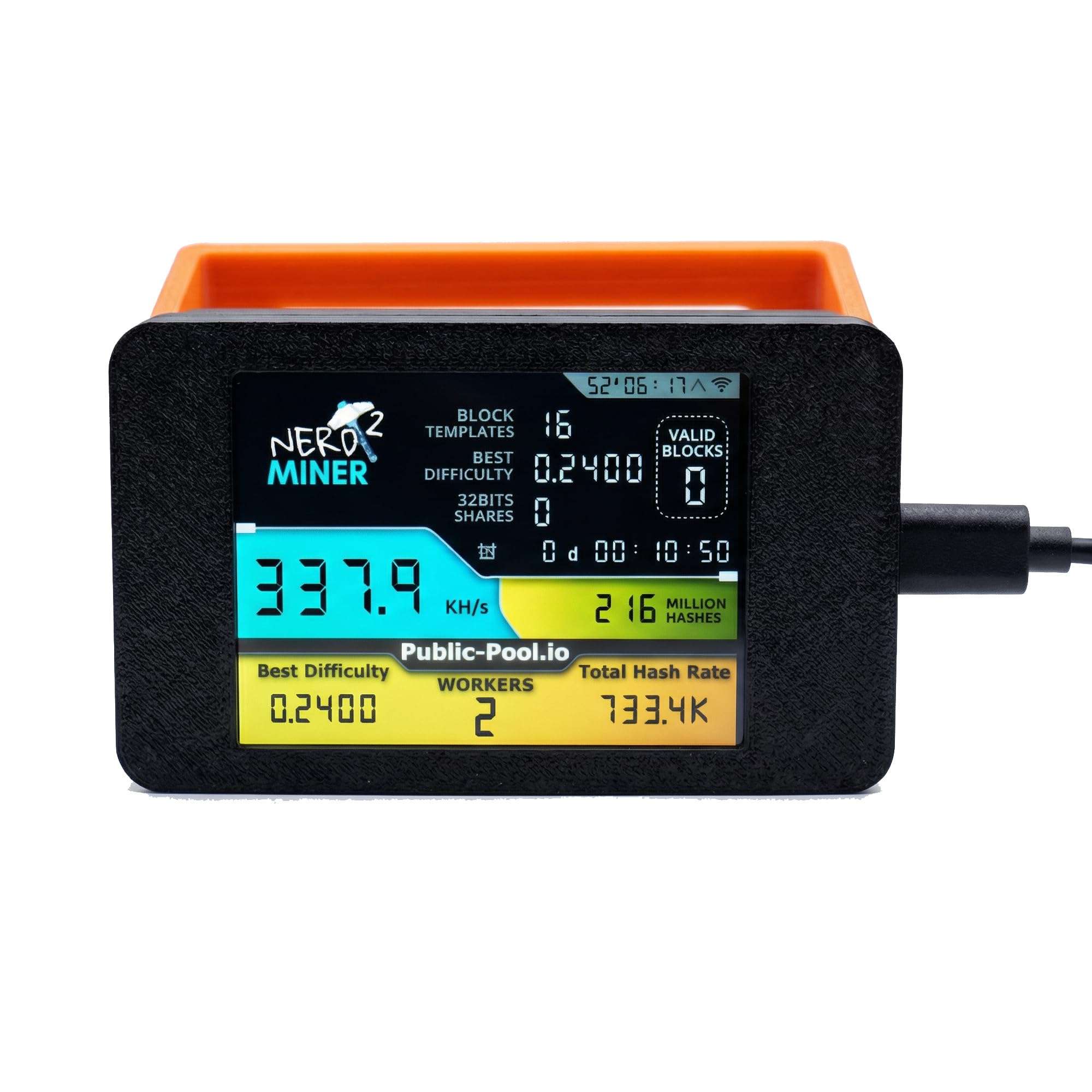 NerdMiner V2 max 350K 2.8in Display BTC Bitcoin Lottery Miner Solo Mining Crypto Mining Hardware BTC Table Gadget, Low Power USB Miner Alternative, Mini BTC Miner for Beginners (Black) 1