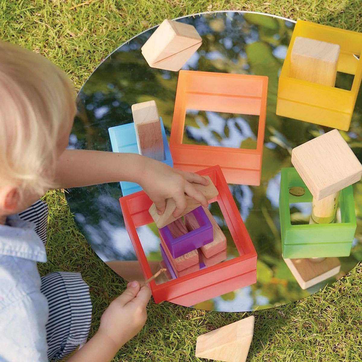 Kaplan Early Learning Discovery Squares - Rainbow - 6 Pieces | Toddler Stacking and Sorting, Nesting Toys | Indoor/Outdoor Montessori Preschool Block Play 5