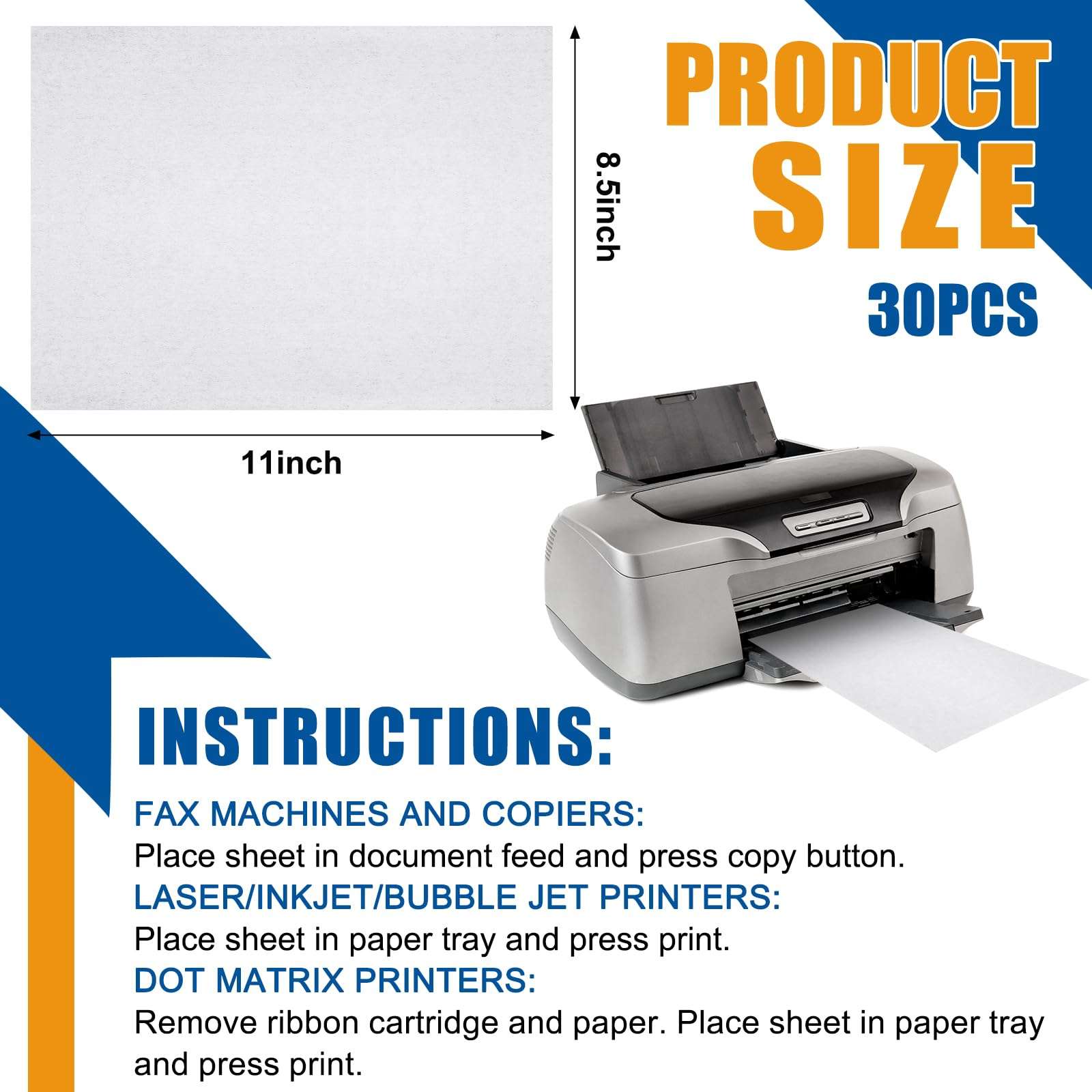 Fuyoooo 30 Pcs Printer Cleaning Sheet 8.5 x 11 Inch Scanner Cleaning Sheets Laser Printer Paper Shredder for Copier Fax Computer Scanner Printing 3